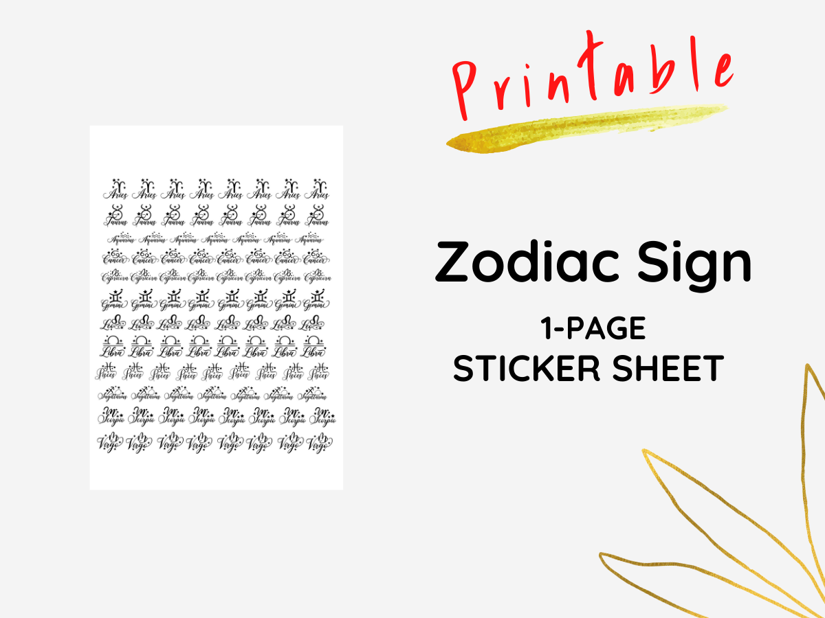 Zodiac Sign Stickers - Instant Digital Download