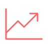 Line graph with an upward trending arrow, representing growth or improvement.