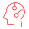Outline of a human head with a circuit-like design inside, symbolizing thinking or artificial intelligence.