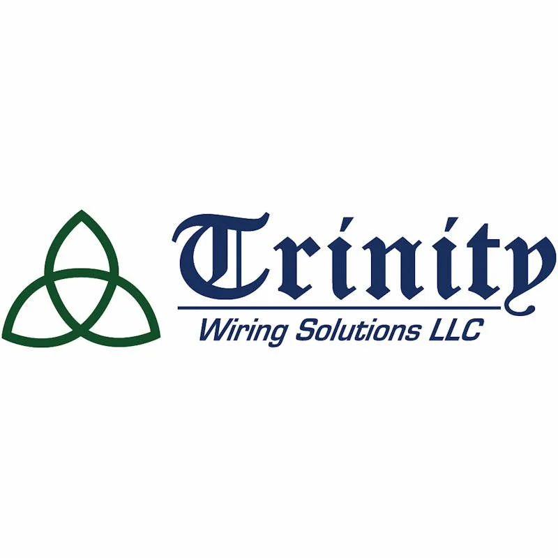 The logo for Trinity Wiring Solutions LLC with a green triquetra symbol and blue text.