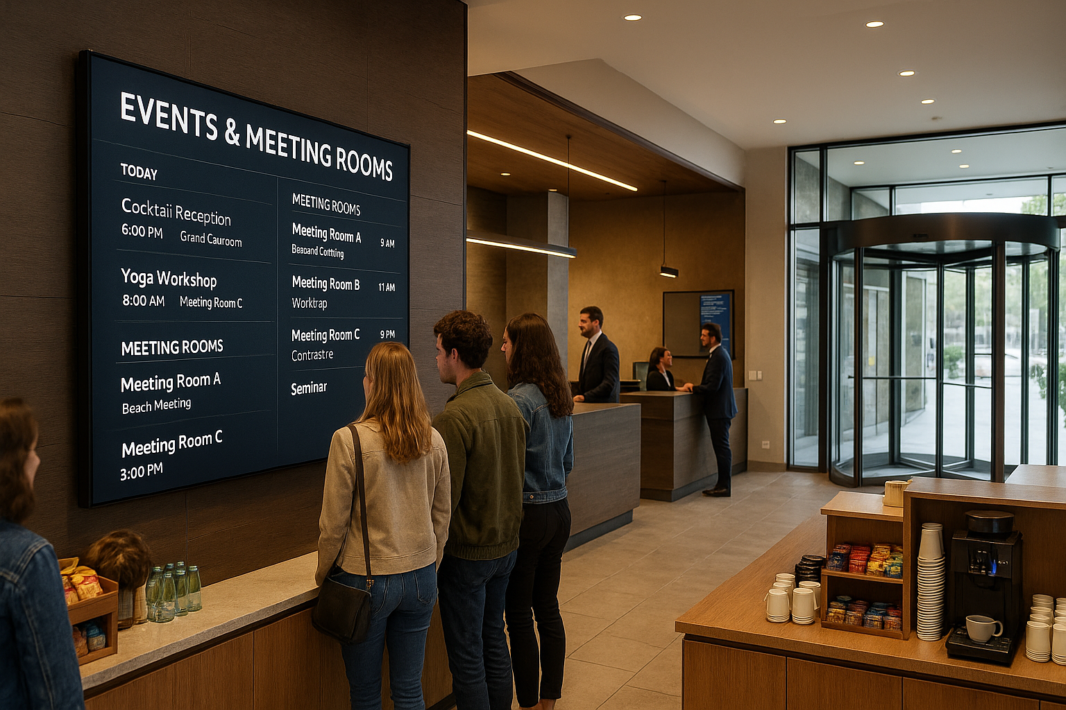 Digital lobby event and meeting room directory
