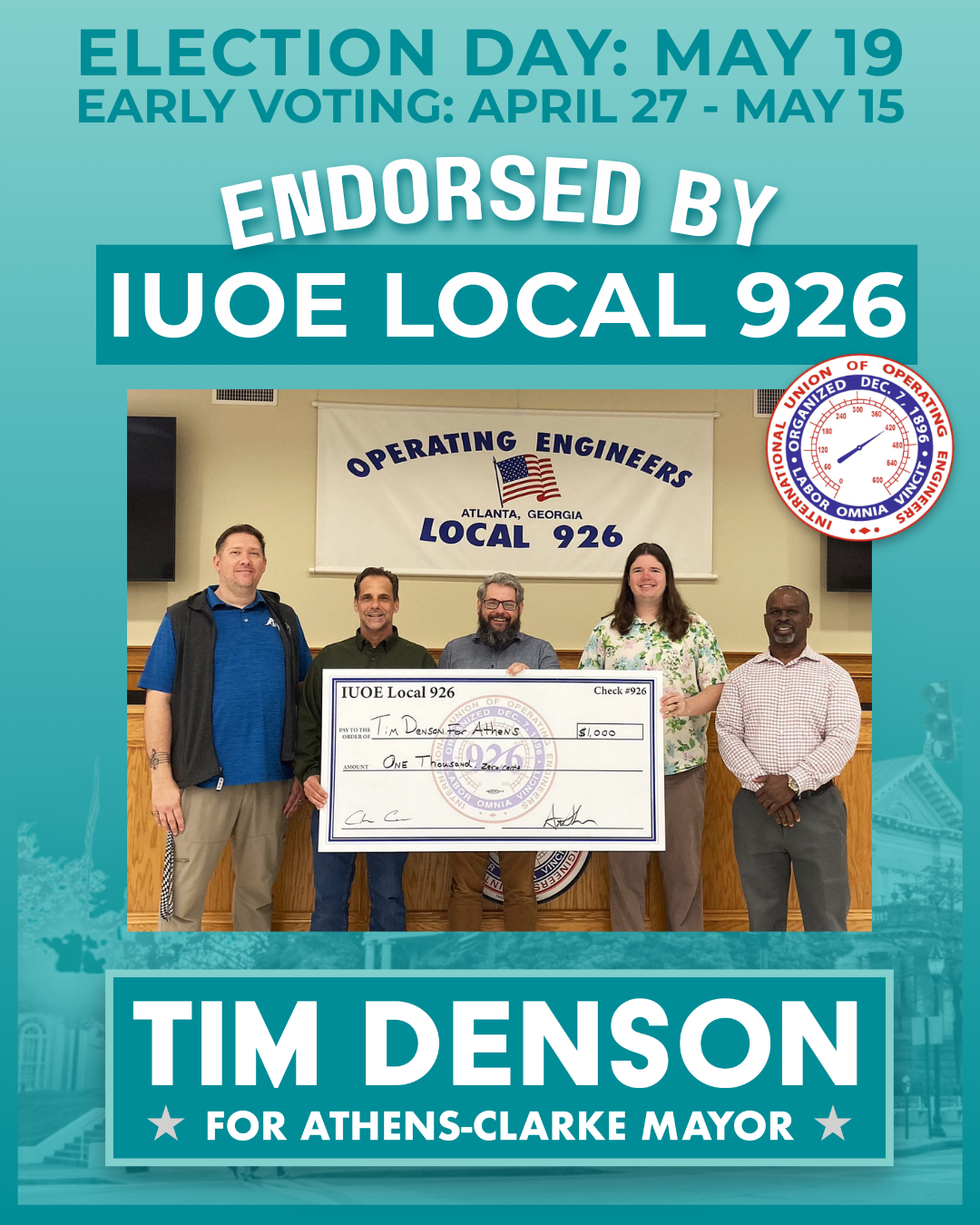 Tim endorsed by international union of operating engineers