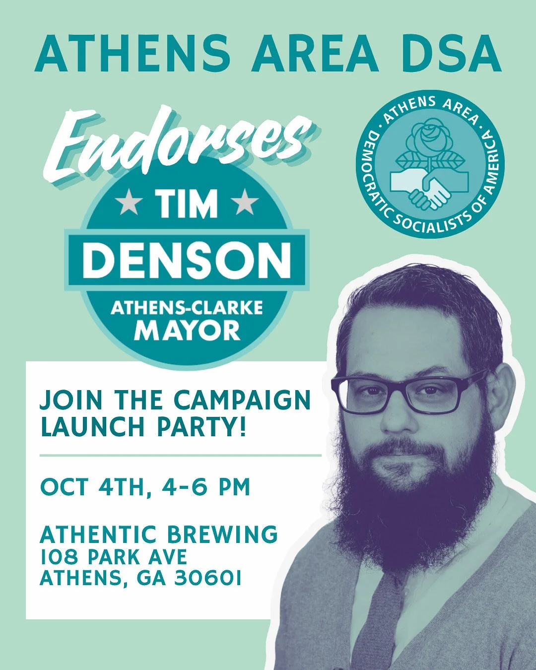 Athens Area DSA Endorses Tim Denson for Mayor!