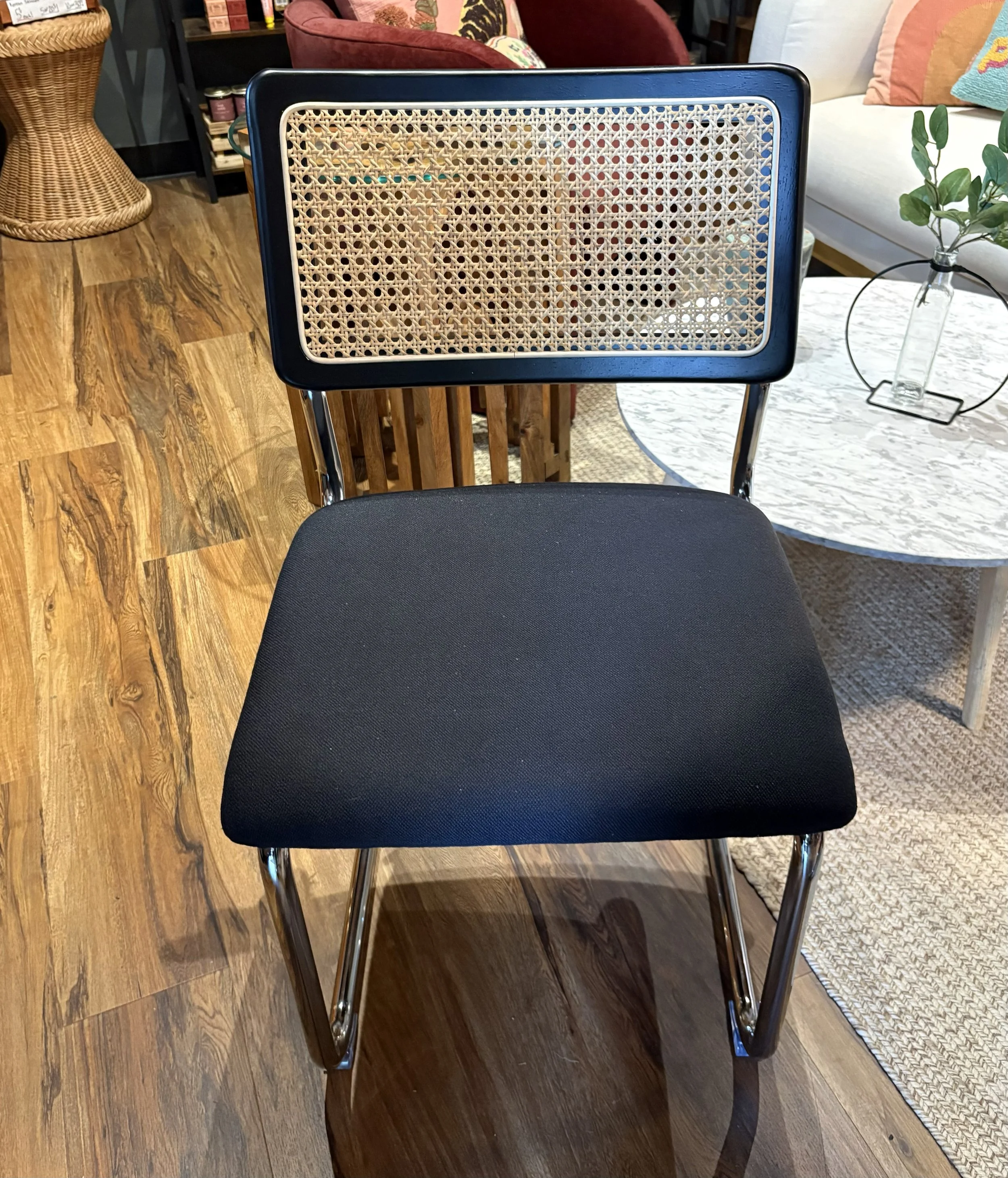 Black Rattan & Chrome Dining Chair (4)