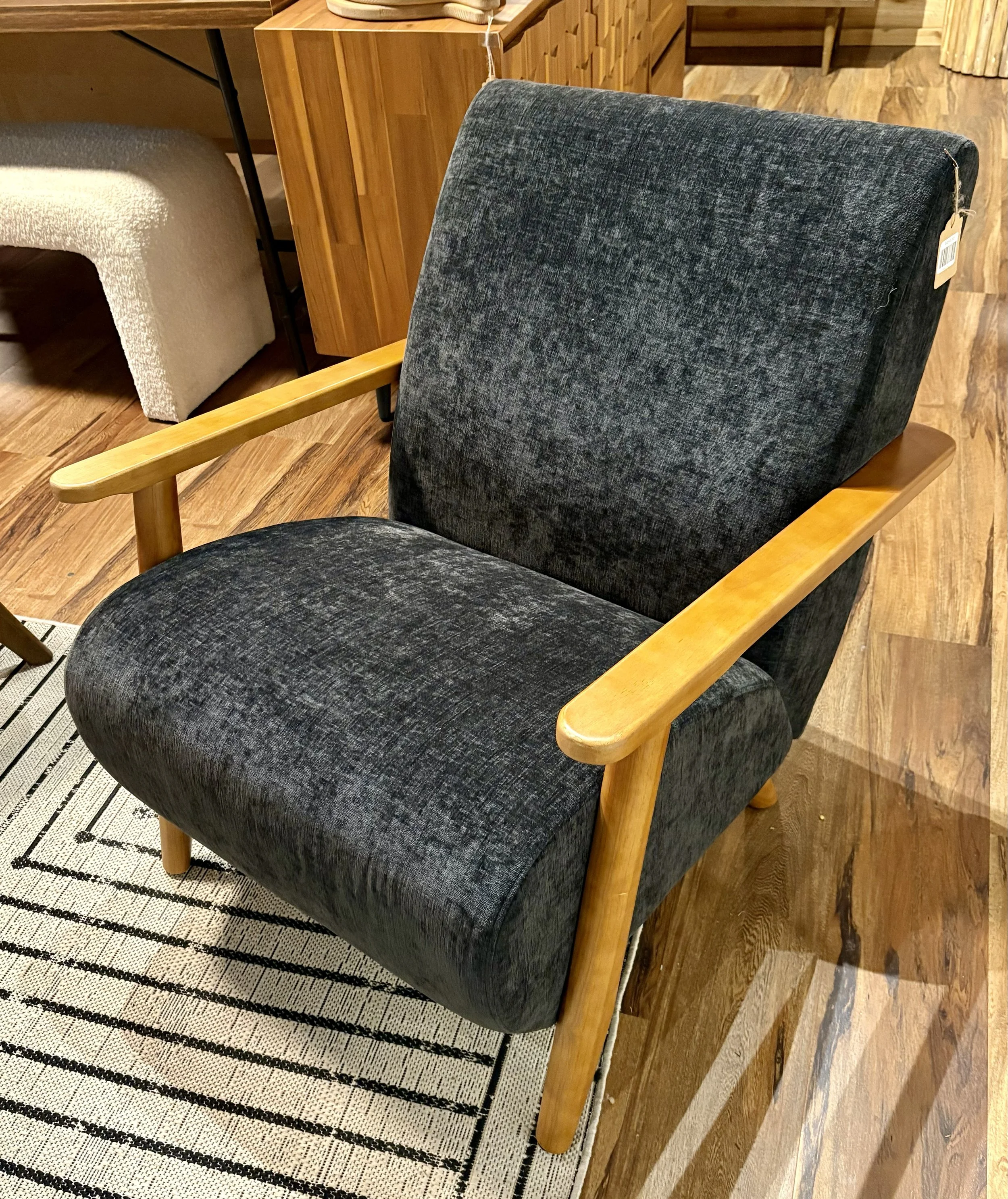MCM Style Arm Chair with Chenille Upholstery/5 colors