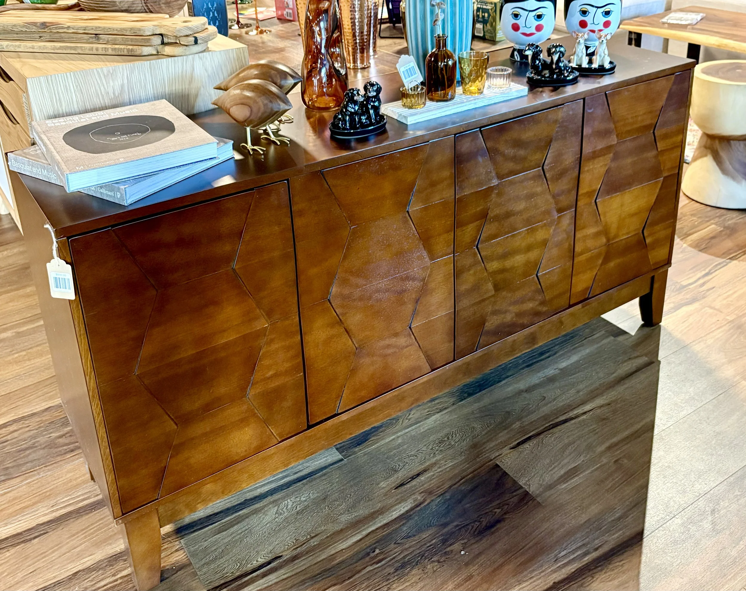 Geometric Wood Console