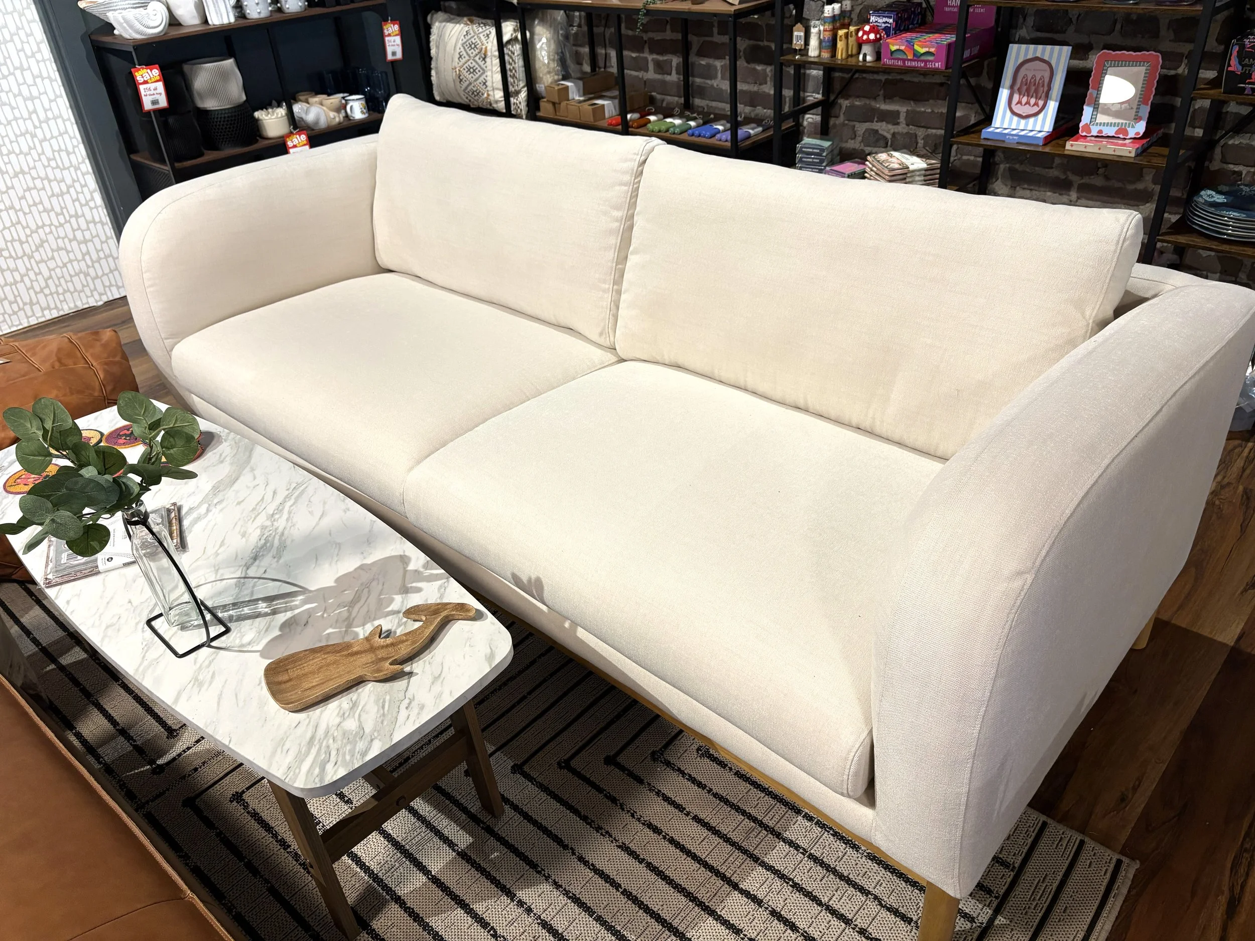 Cream Curved Arm Sofa