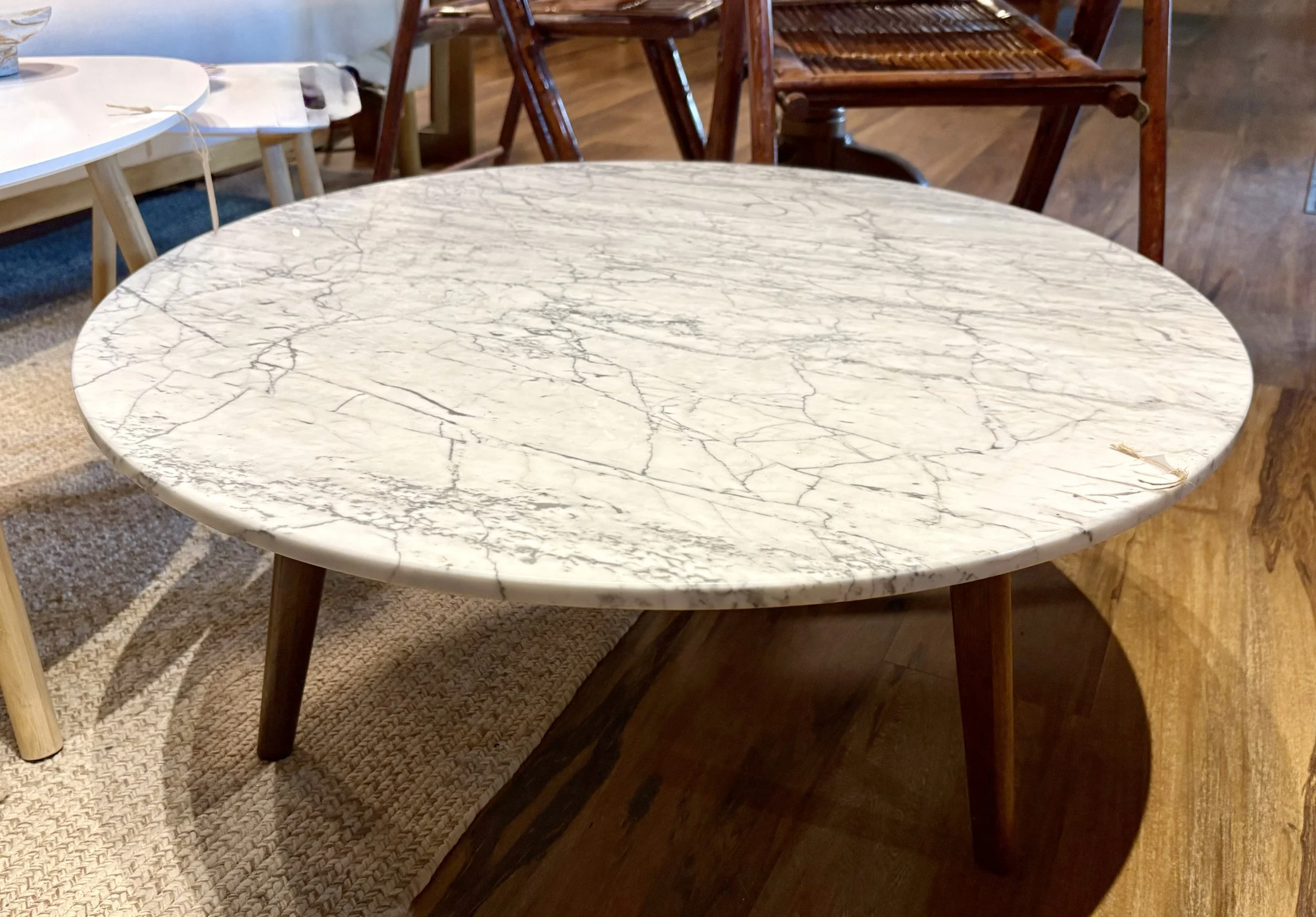 Marble Coffee Table with Walnut Legs