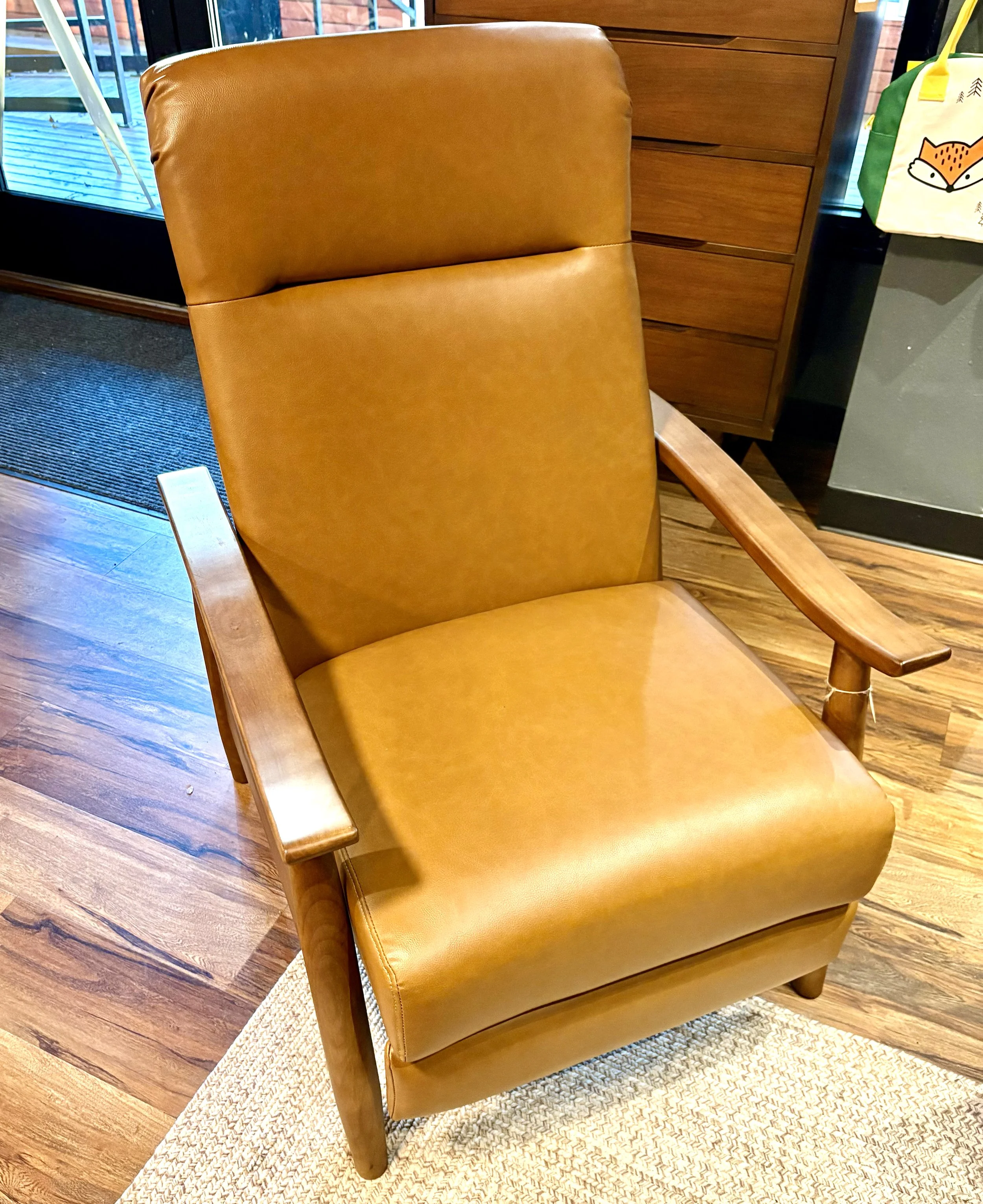 Tobacco Colored Aerated Leather Recliner