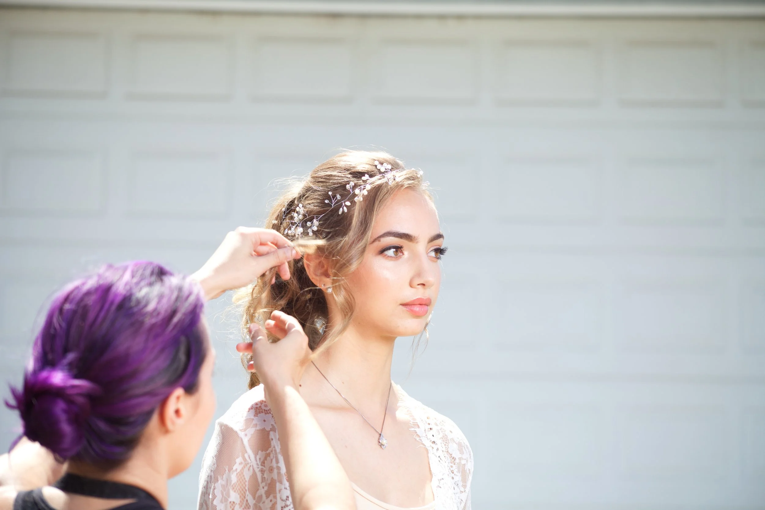 Hollie Berry and model, photoshoot makeup and hair, natural makeup
