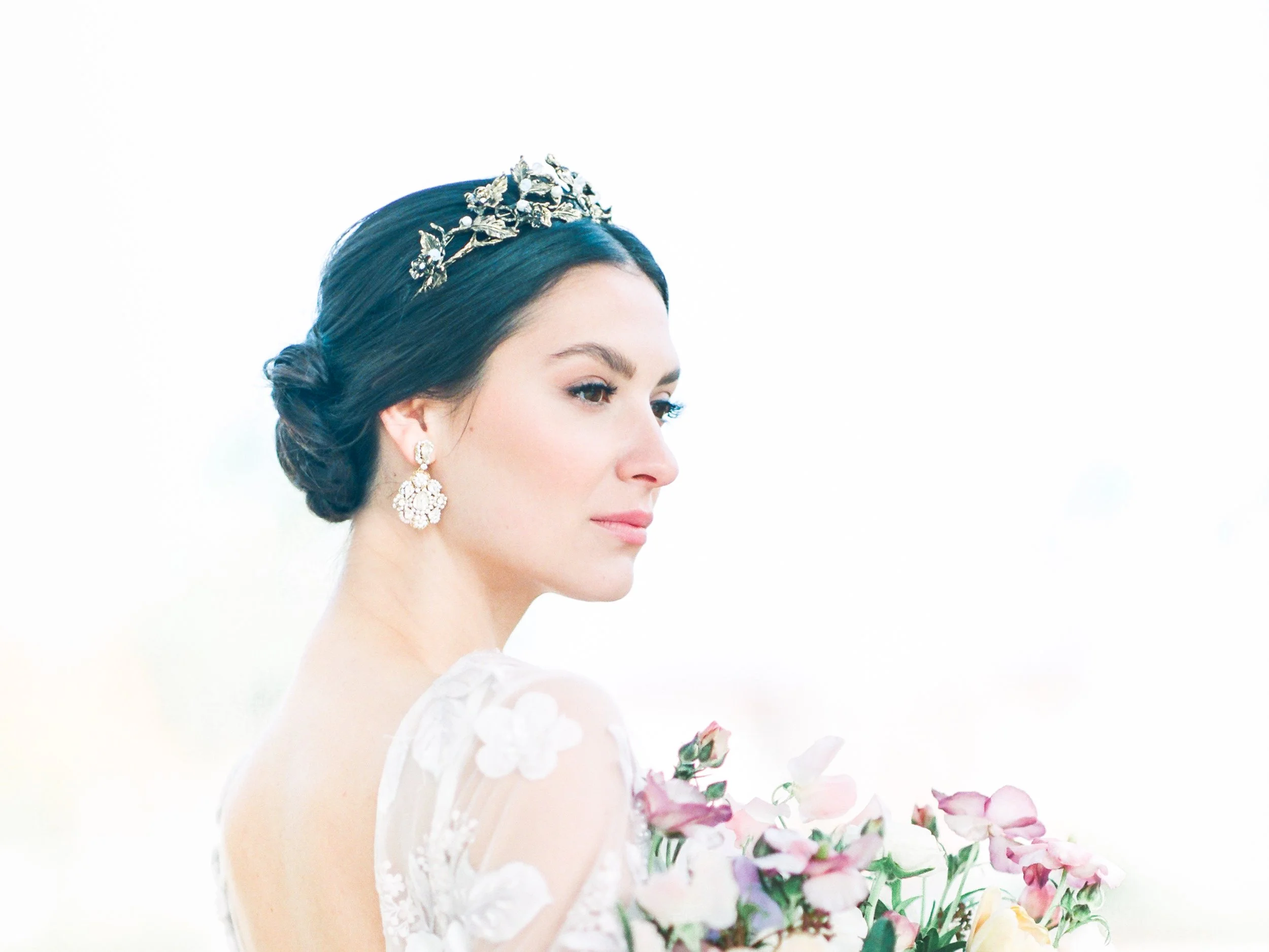 Royal wedding photoshoot makeup and hair, fair skin woman 