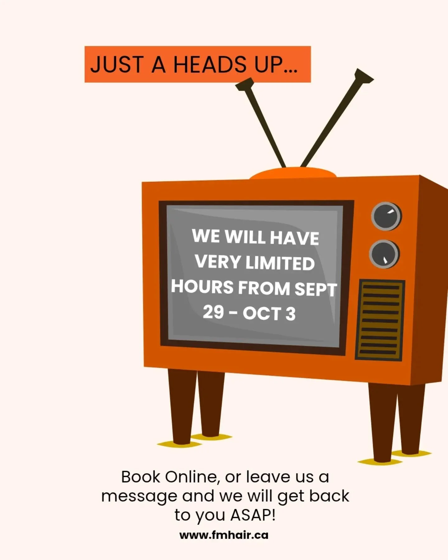 Our team is gallivanting/taking care of [personal] business before we enter our busy season! We also have some fun surprises in store for you - so keep an eye out 👻

That being said - are you booked in yet? Now's the time! Books are already filling 