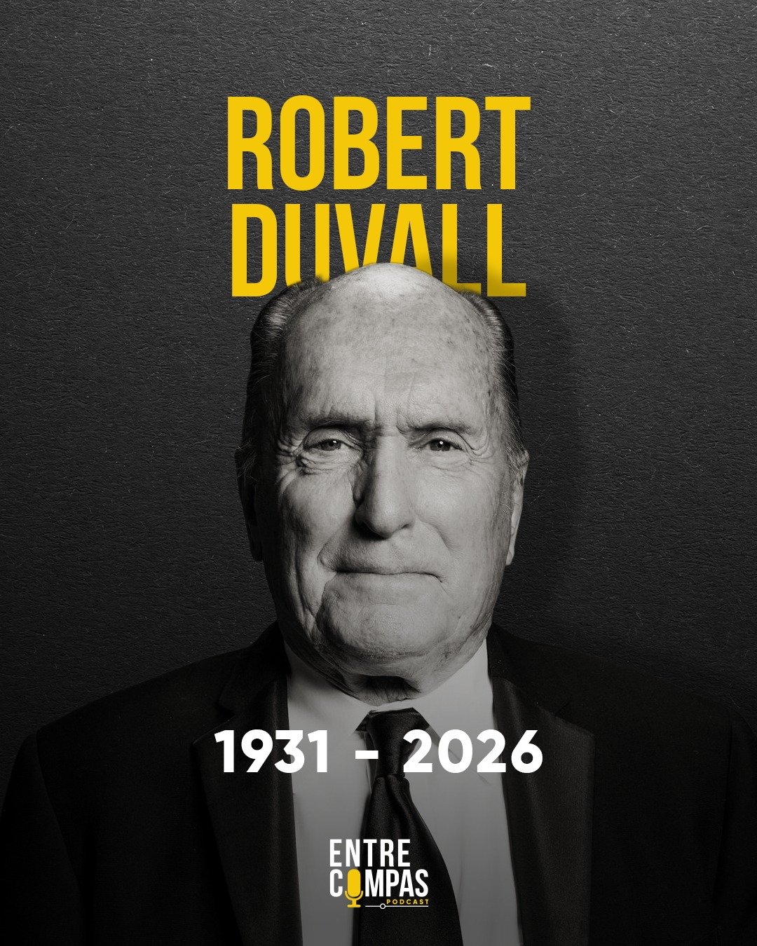 Robert Duvall (Apocalypse Now y El Padrino), muri&oacute; en la noche del domingo a los 95 a&ntilde;os en su hogar de Middleburg, Virginia.