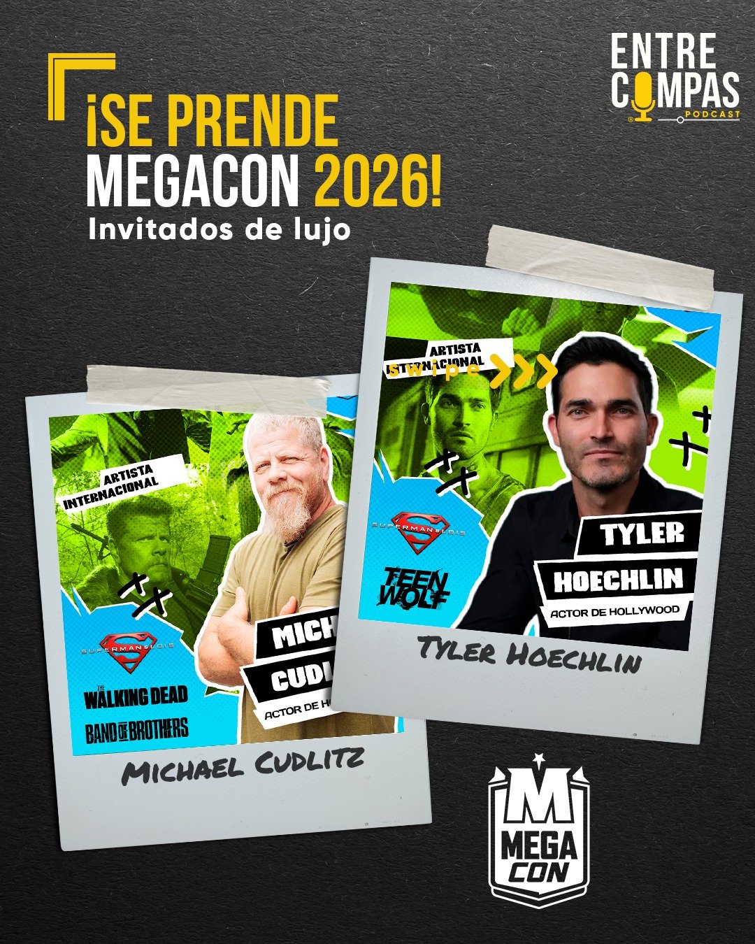 La emoci&oacute;n sigue subiendo.
#MichaelCudlitz (The Walking Dead)
#TylerHoechlin (Superman &amp; Lois / Teen Wolf)
Dos gigantes que llegan a Costa Rica para que los ve&aacute;s en vivo, escuch&eacute;s sus historias y viv&aacute;s momentos que no 