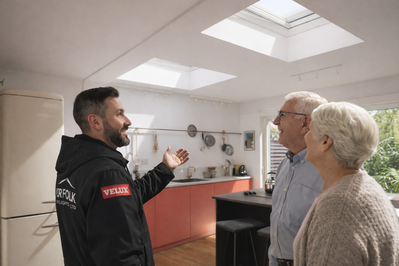 Norfolk Skylights with customers at Velux installation Holt Norfolk