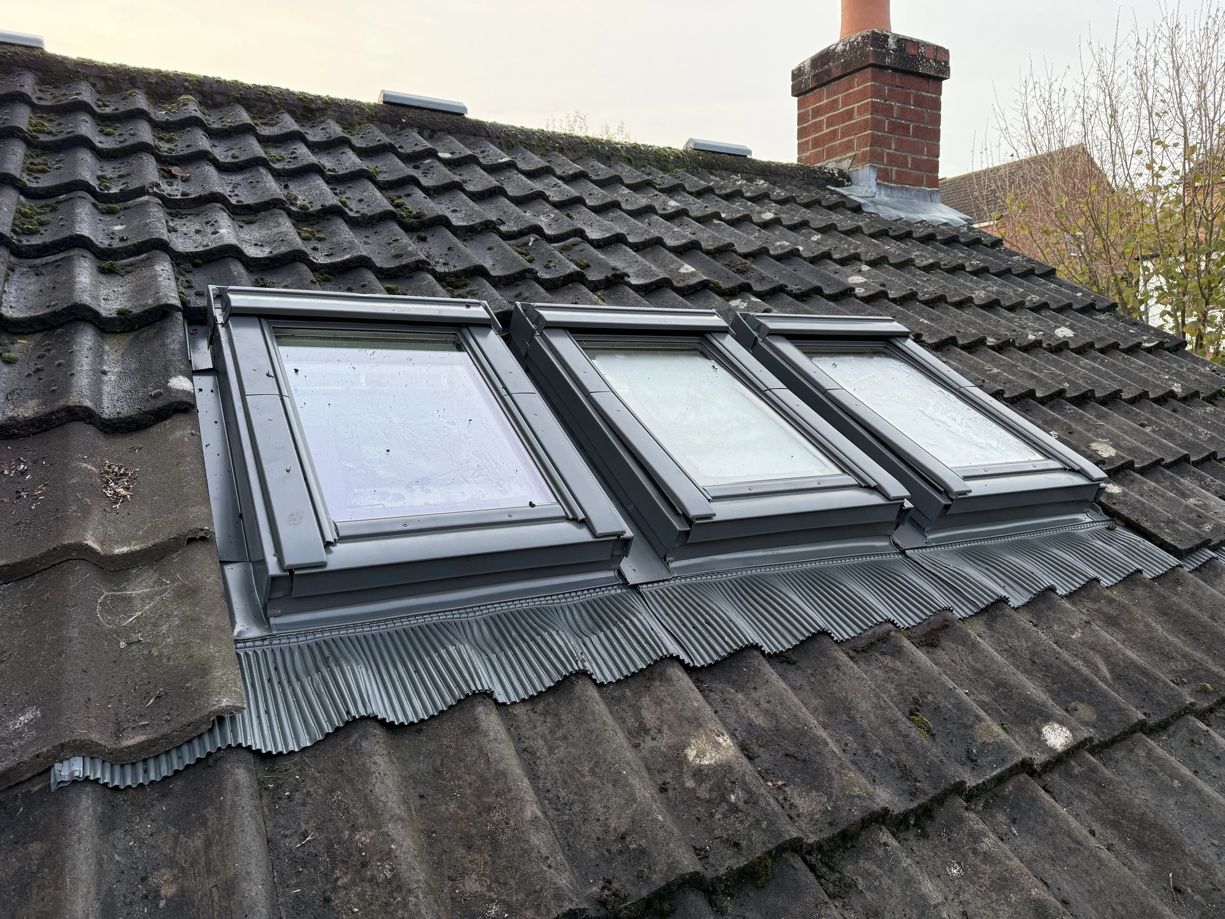 Tripple Velux window installation CK02 Pine EDW flashing kits Brundall Norfolk 
