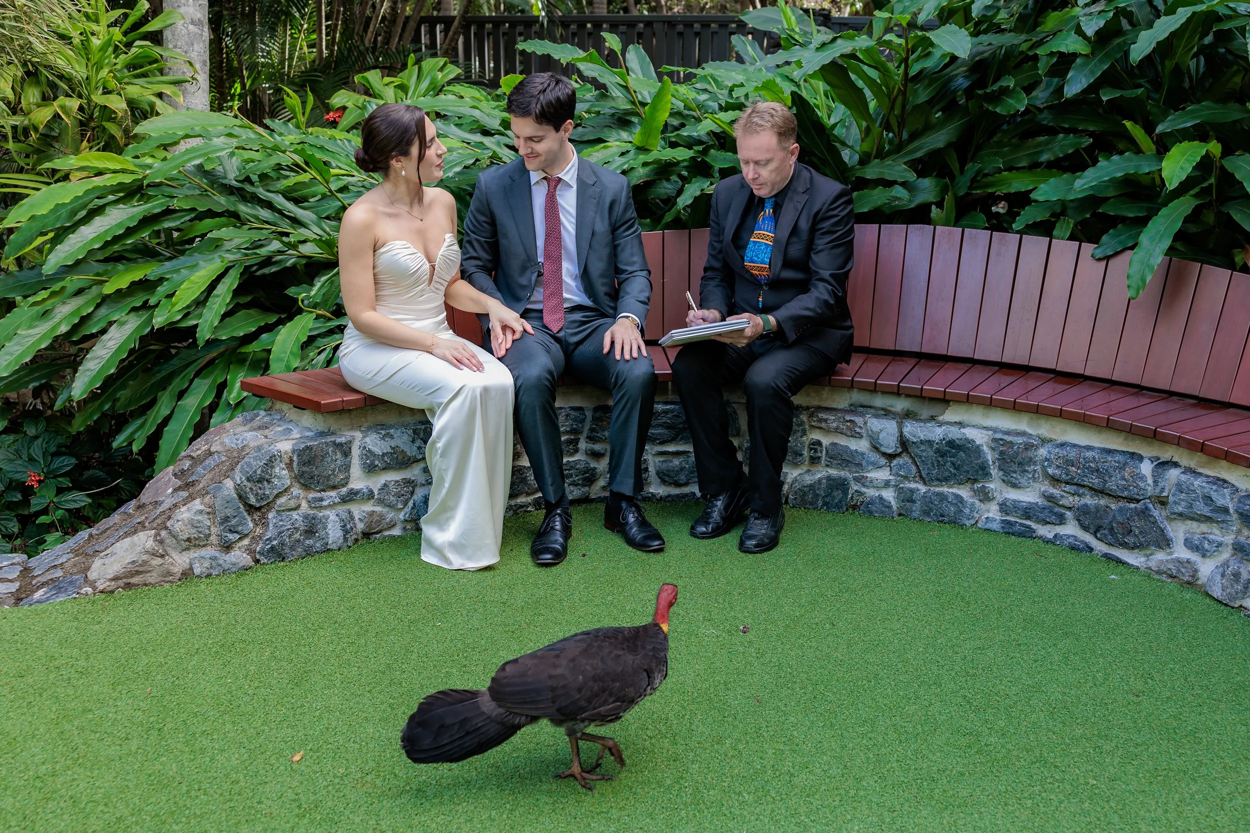 Legals only wedding ceremony setup showing marriage paperwork and a signing pen. Simple registry-style marriage service for couples wanting a quick and legal union without a full ceremony.