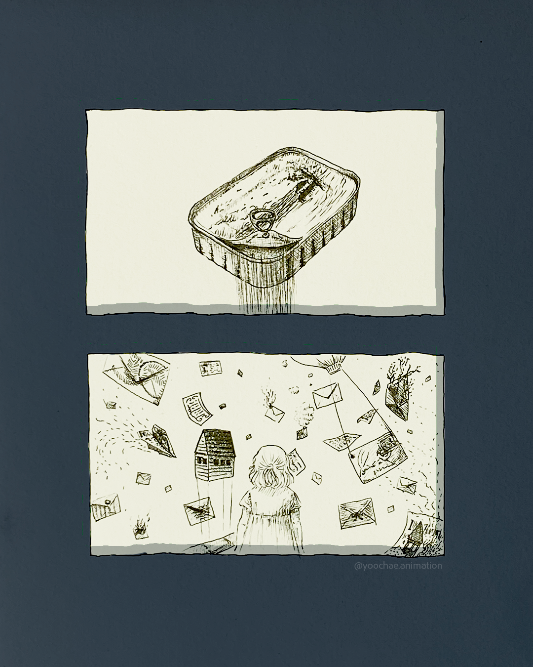 Letter drawings 2 'Letters' - Pen, digital color, 2025