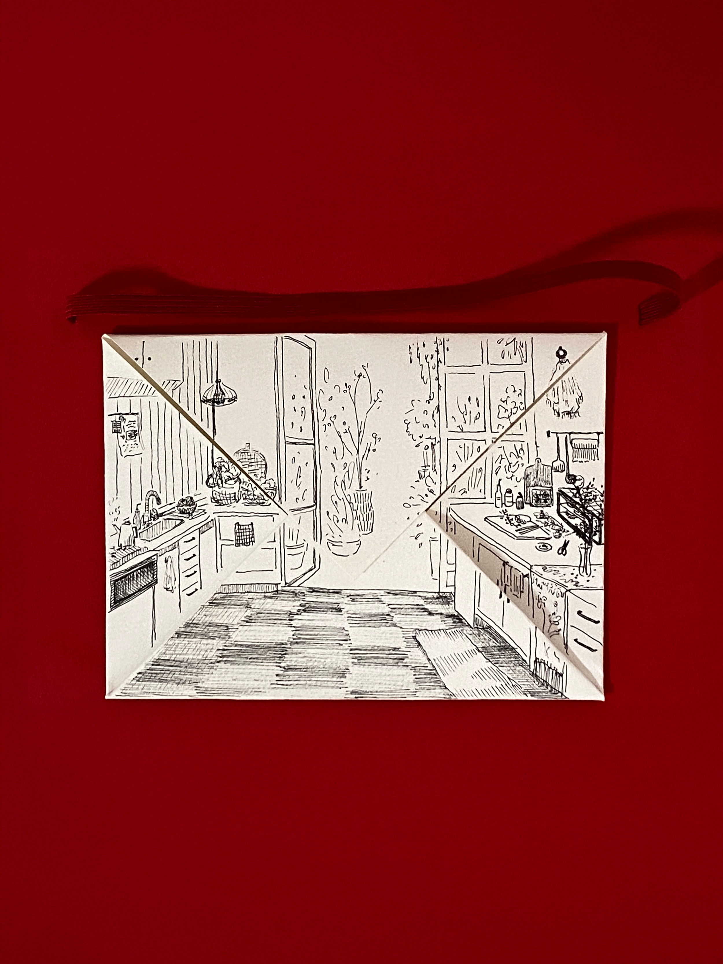 Letter drawings 3 'A letter from the kitchen' - Pen, note cover, 2025