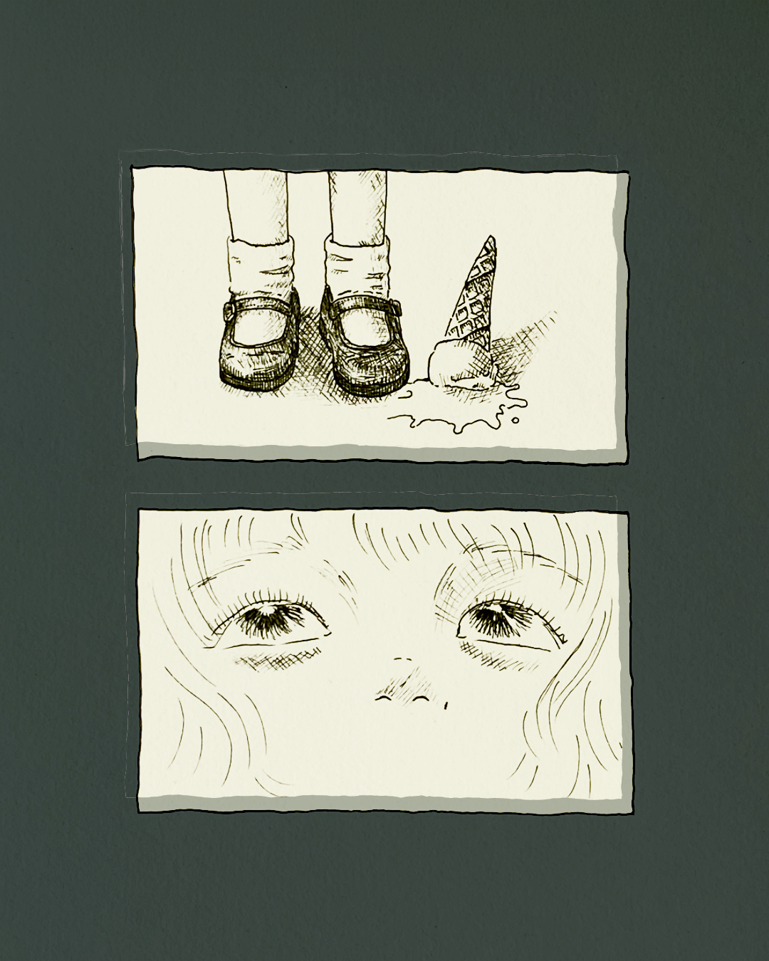 Letter drawings 1 'Melted ice cream' - Pen, digital color, 2025