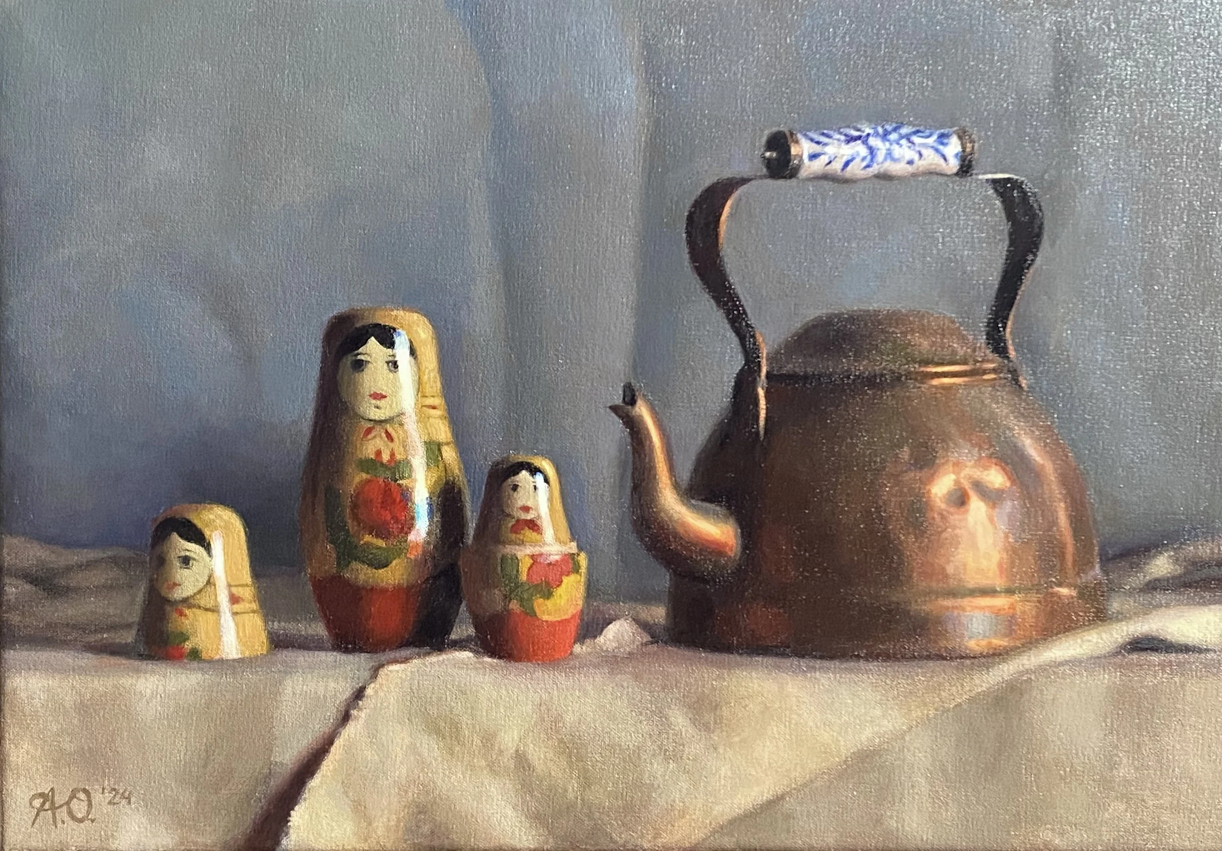 Matryoshka Doll and Tea Kettle