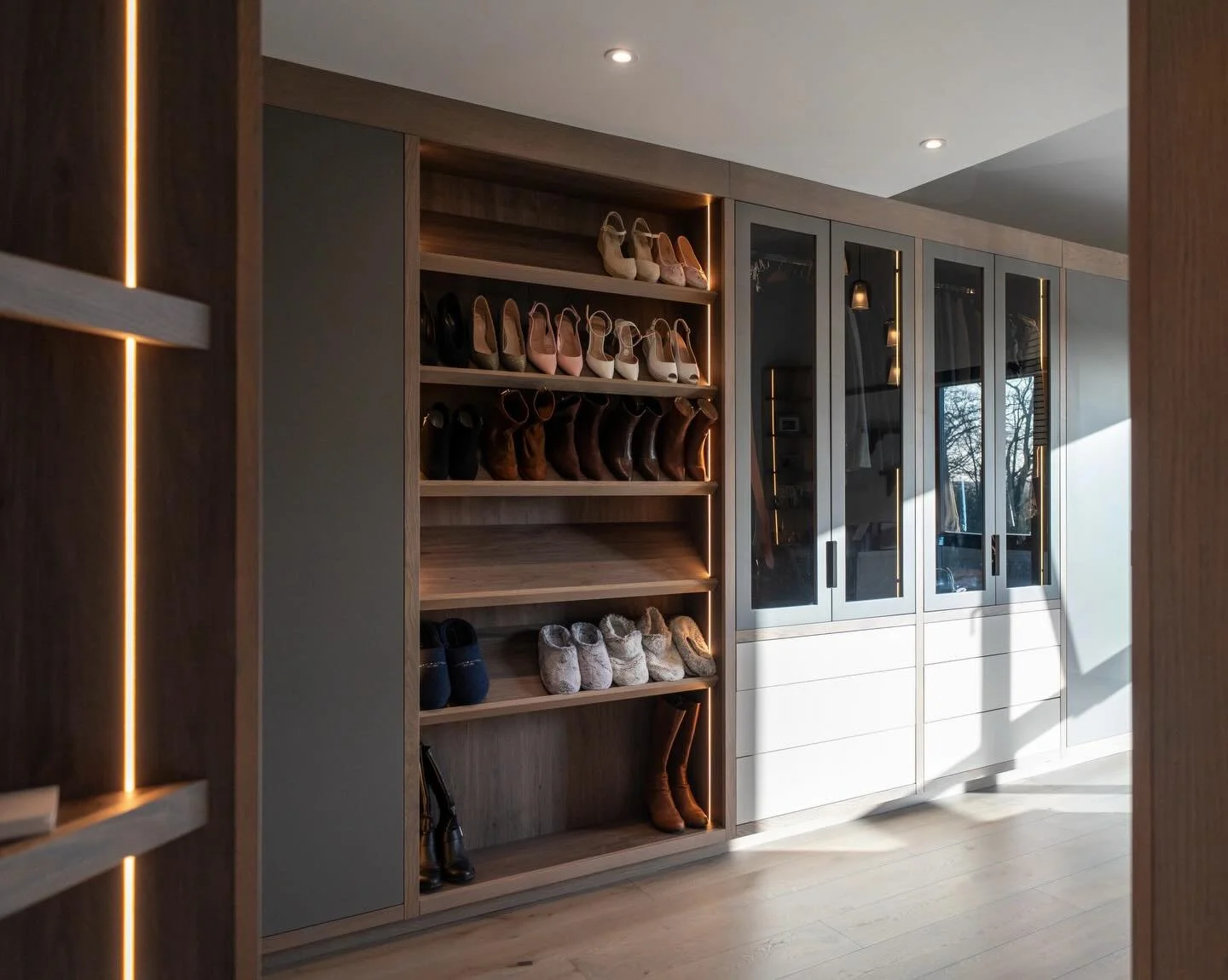 A recent collaboration in Suffolk with @lark_valley transforming an unused bedroom &amp; small dressing room into a luxury master dressing area. 

Follow the journey through the images to see how the project evolved. Works included the removal of a s