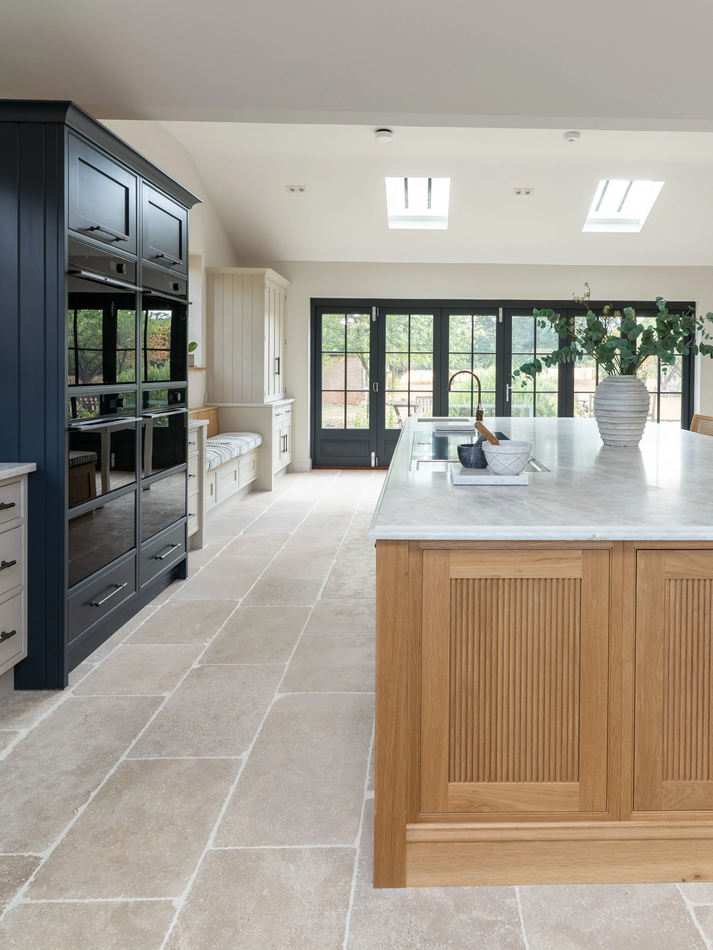 Lavenham Farmhouse - Kitchen &amp; utility photos captured by @visual_peakuk 

Built &amp; Managed by @projectninebespoke 
Designed by @maveninteriorstudio 
Joinery &amp; doors by @churchillbros 
Stone tiles by @quornstoneofficial

Also check the tag