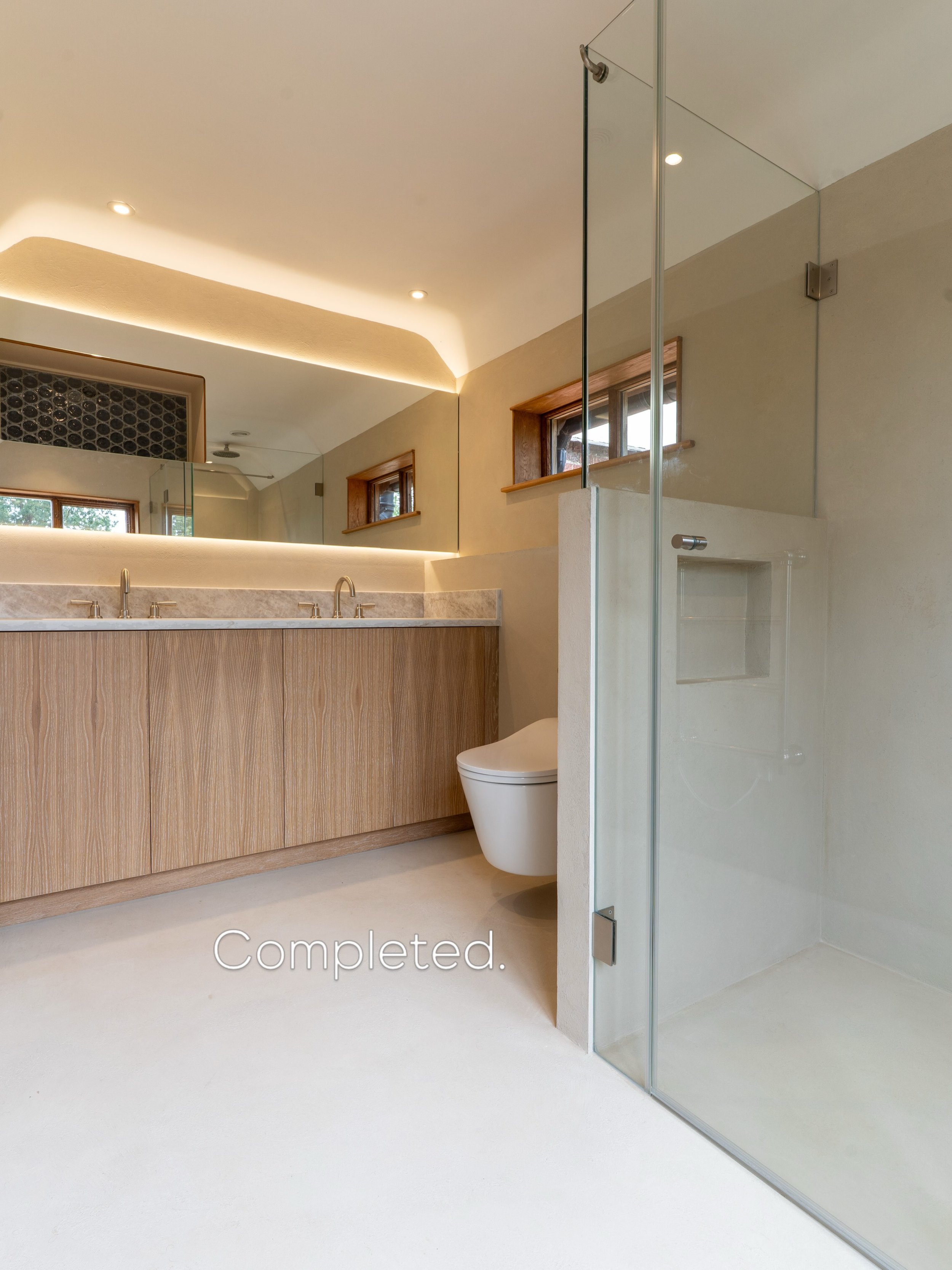 The master en-suite and family bathroom before &amp; after images from our grade 2 listed Lavenham project. 

Luna hydro plaster (rustic) installed by @rosea_plastering 

Design - @maveninteriorstudio 
Master Vanity - @churchillbros 
Photography - @v