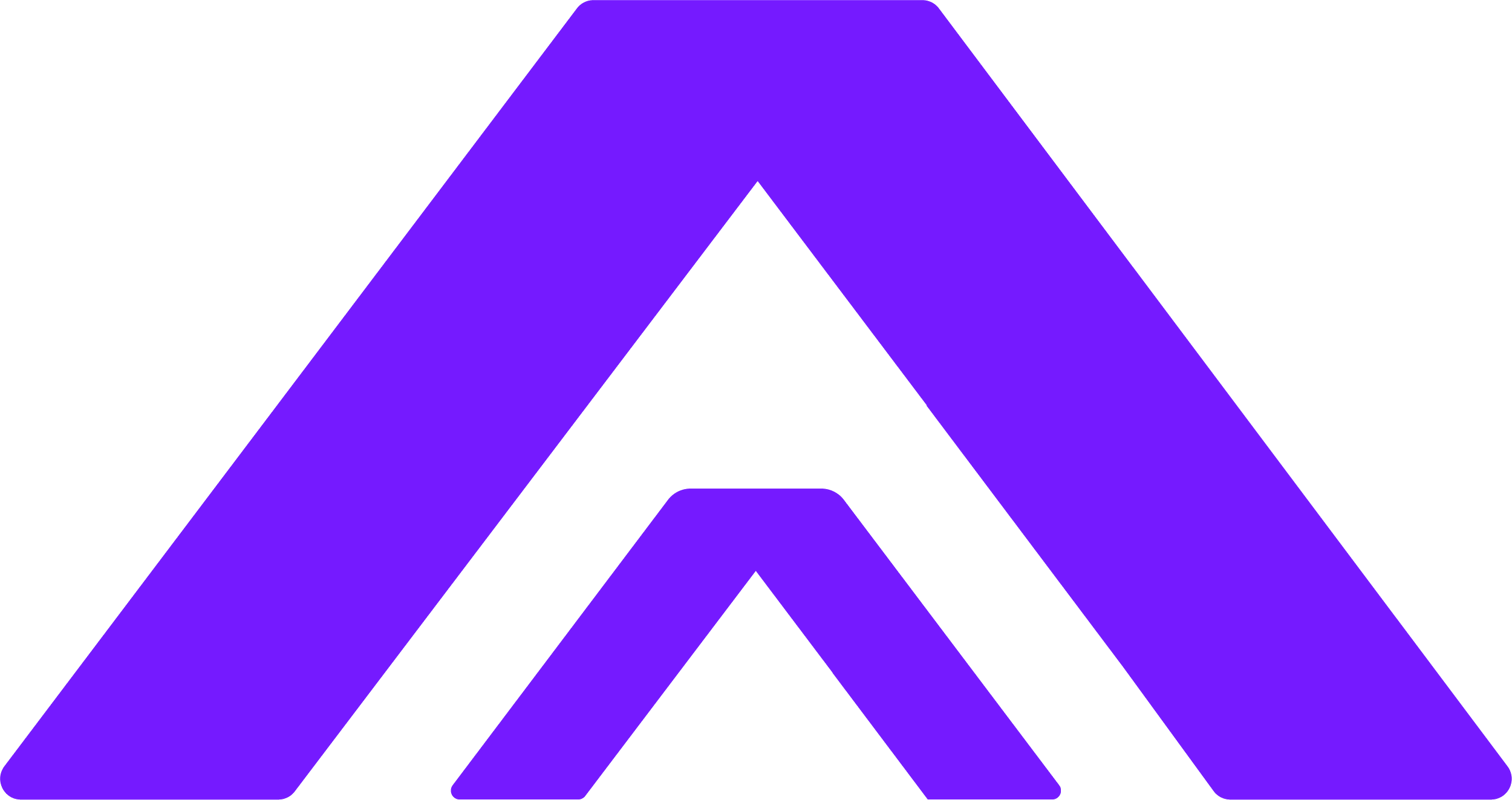 Stylized upward-pointing arrow with a purple outer layer and a black inner arrow.