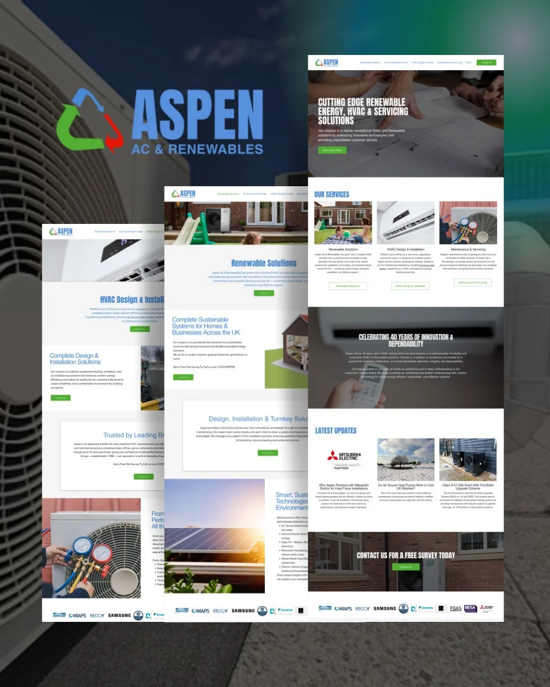 ASPEN AC &amp; Renewables brought together multiple businesses under a single umbrella, creating the need for a clear, cohesive brand.

The project focused on unifying these services through a new visual identity and digital presence. 

I delivered a
