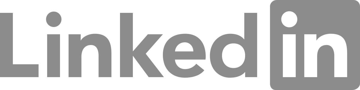 Close-up of the LinkedIn logo in gray and white.