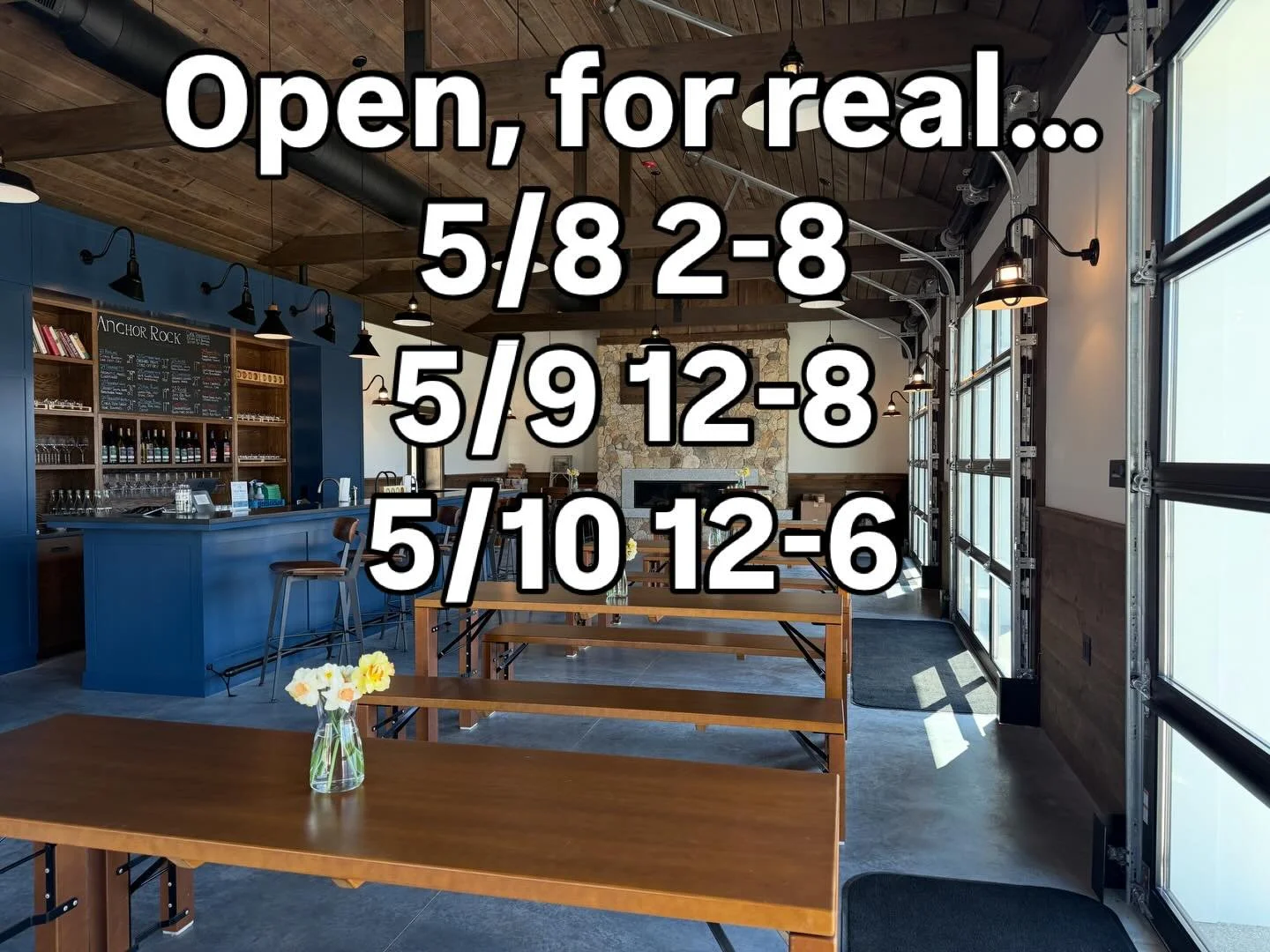 We are excited and very proud to announce that tomorrow, 5/8 we will be fully open&mdash;tastings, wine by the glass, bottle sales, and merch&mdash;everything!  After 6+ years of extraordinary effort revitalizing the vineyard, working on our wine, bu