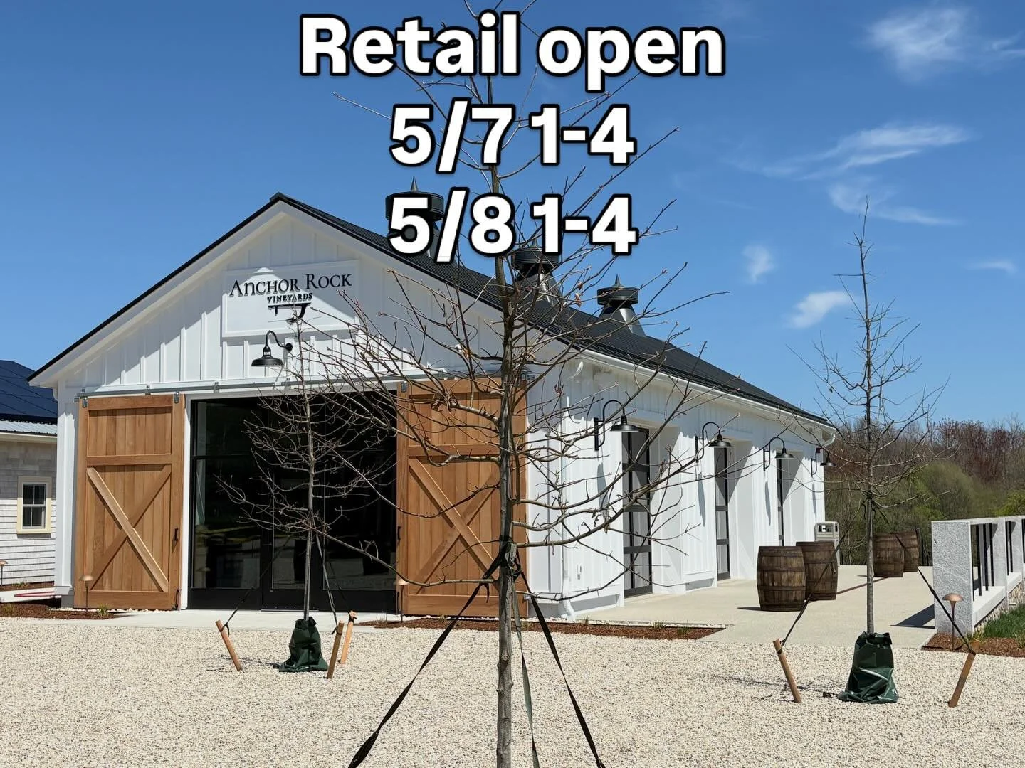 Retail will be open 5/7 and 5/8 1-4PM at least.  Pick up or new &lsquo;25 Chardonnay, Gruner Veltliner, or Gew&uuml;rztraminer.  Or grab a discounted mixed case of &lsquo;23s, which includes 4 award winning wines: Riesling, Padanaram White, Vidal Bla