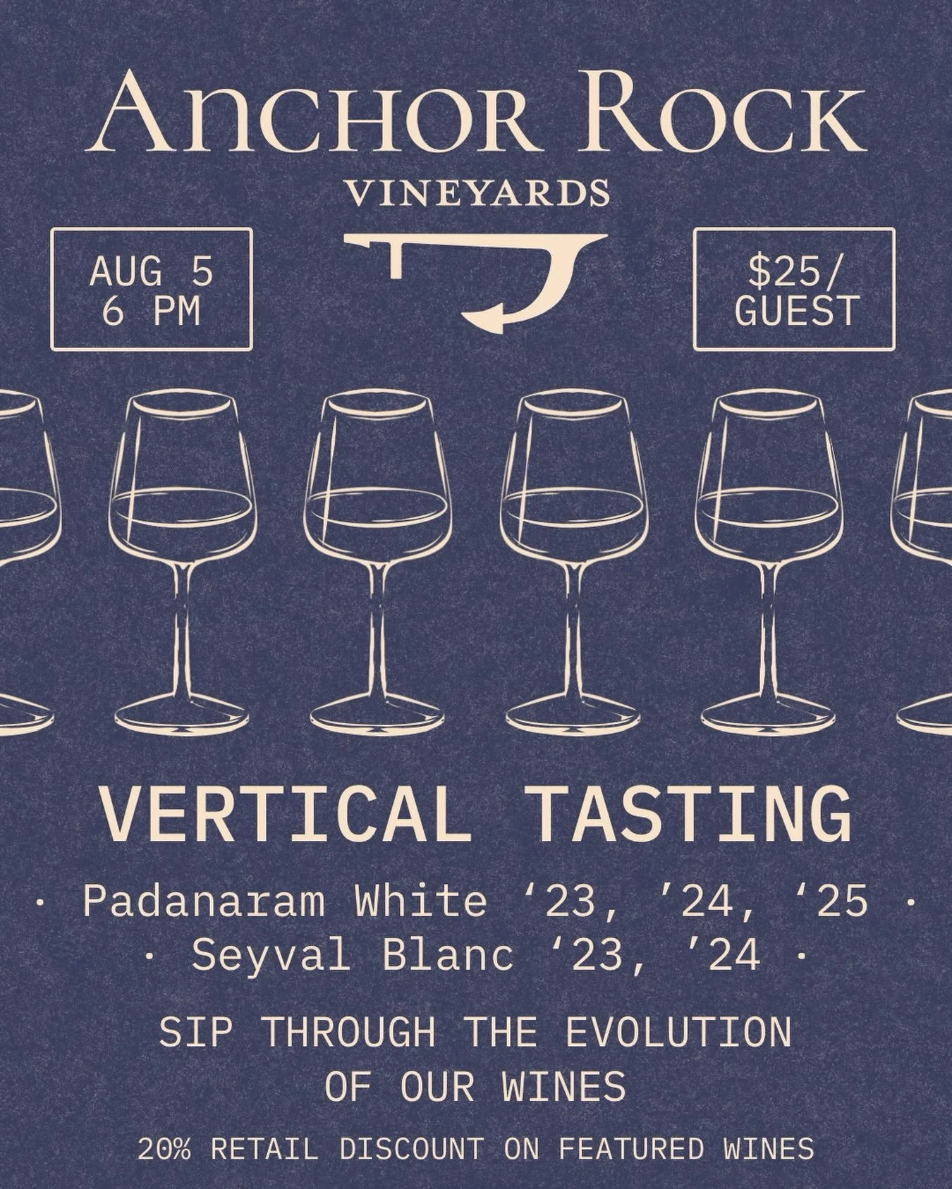 Join us this Wednesday at Anchor Rock for a special vertical tasting of some of our favorite wines.

What is a vertical tasting?
A vertical tasting is when several vintages of the same wine are tasted together.

What&rsquo;s on the menu?
Our vertical