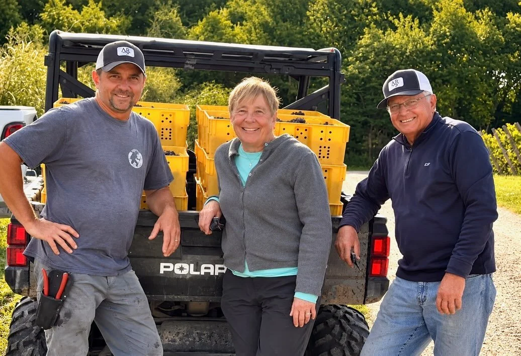 Special thanks to M&amp;D.  They fly up every year to help with the harvest.  It takes a great family, friends, crew&mdash;well a village to bring all the grapes in.  Thank you guys for all the help.