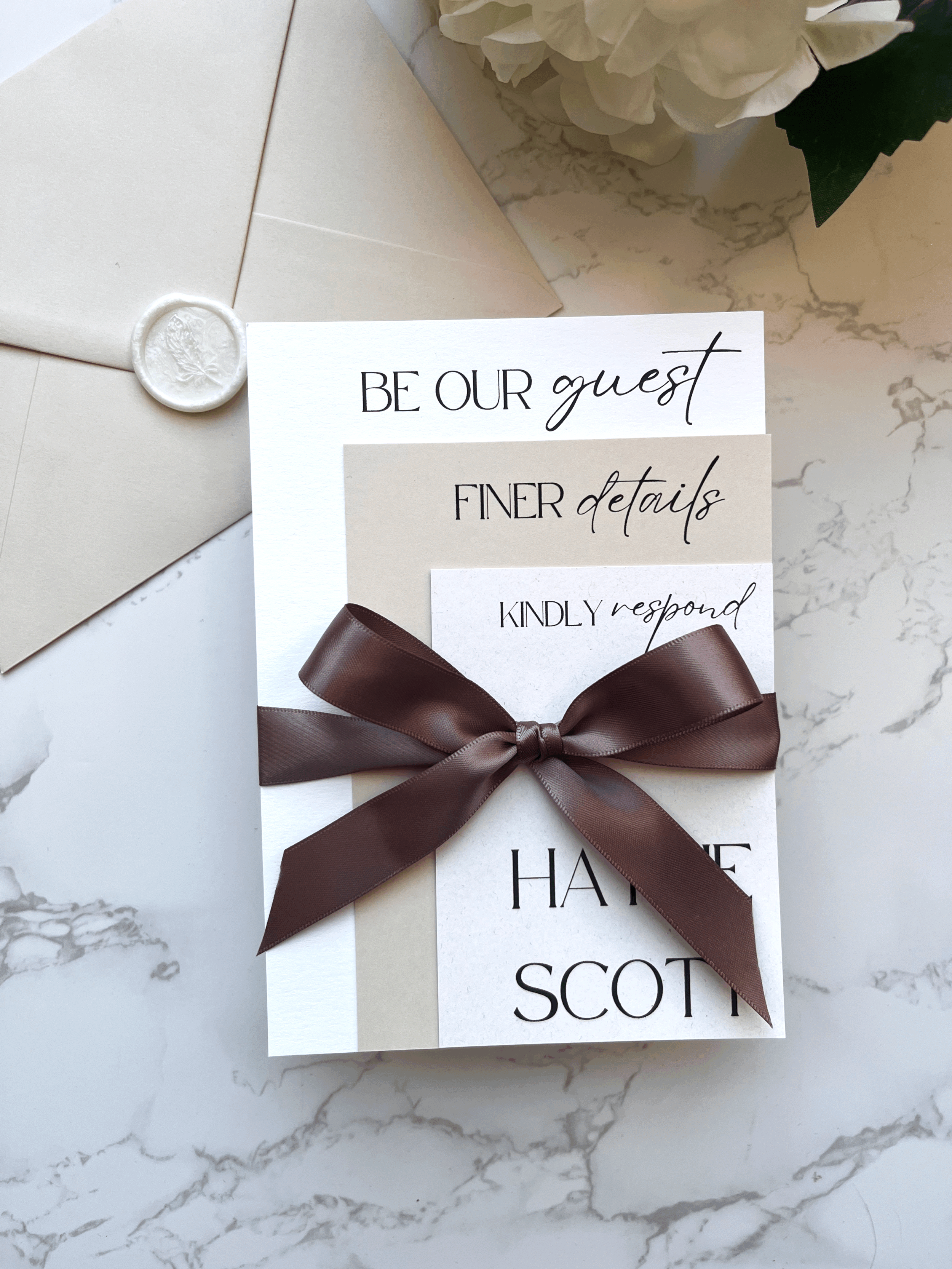 Bow Neutral Invitation Suite - Mocha