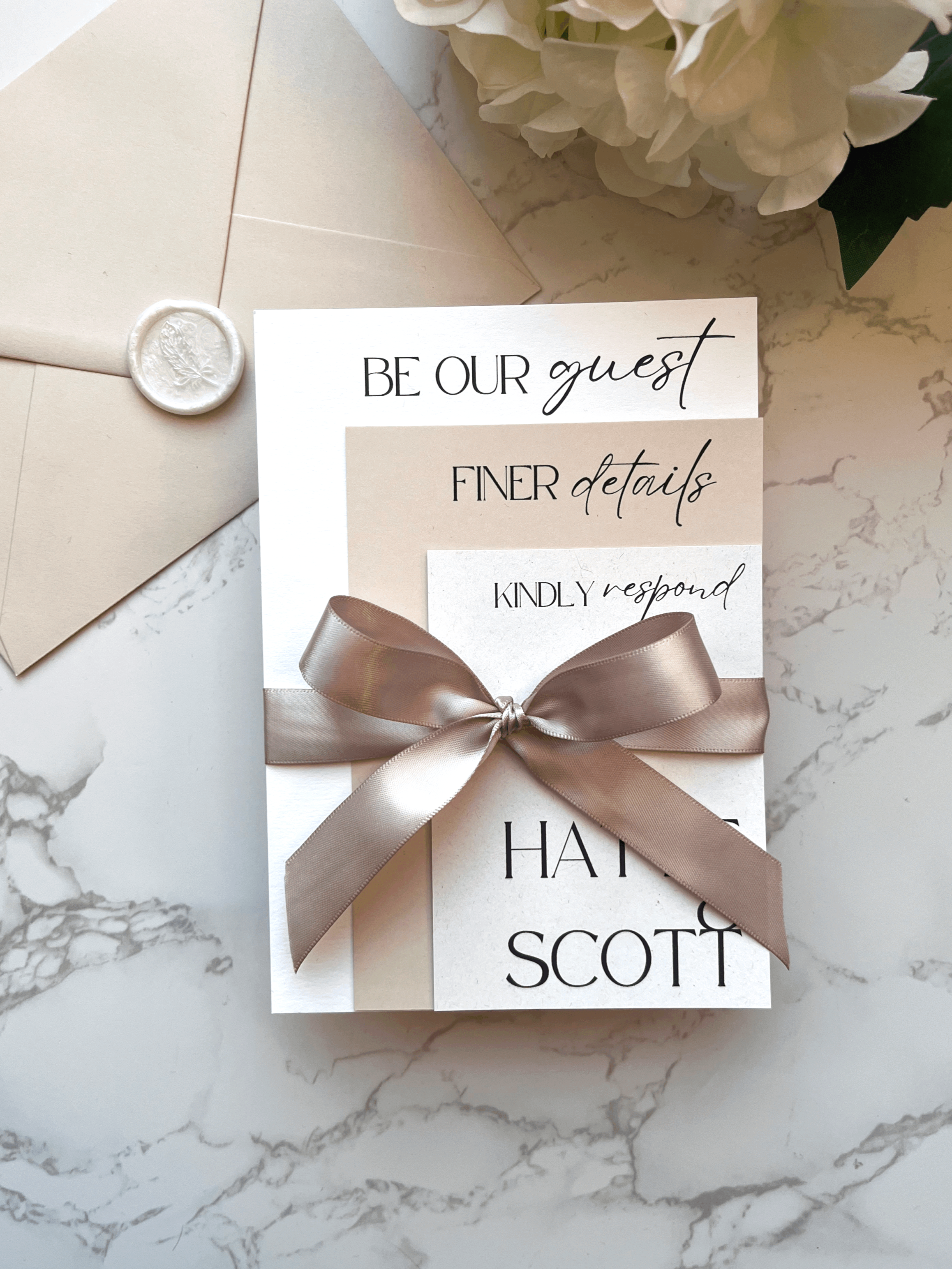 Bow Neutral Invitation Suite - Taupe