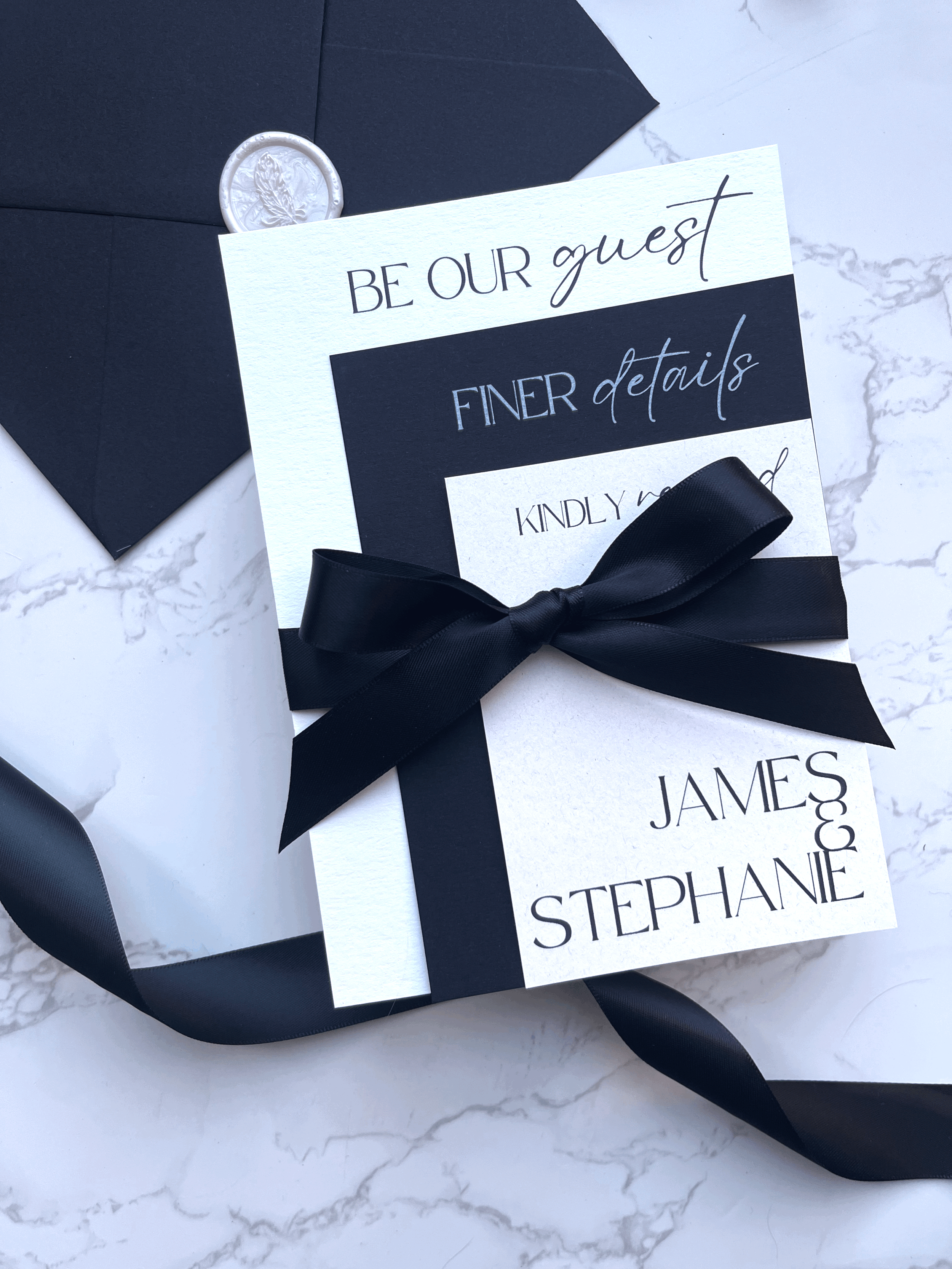 Bow Monochrome Invitation Suite