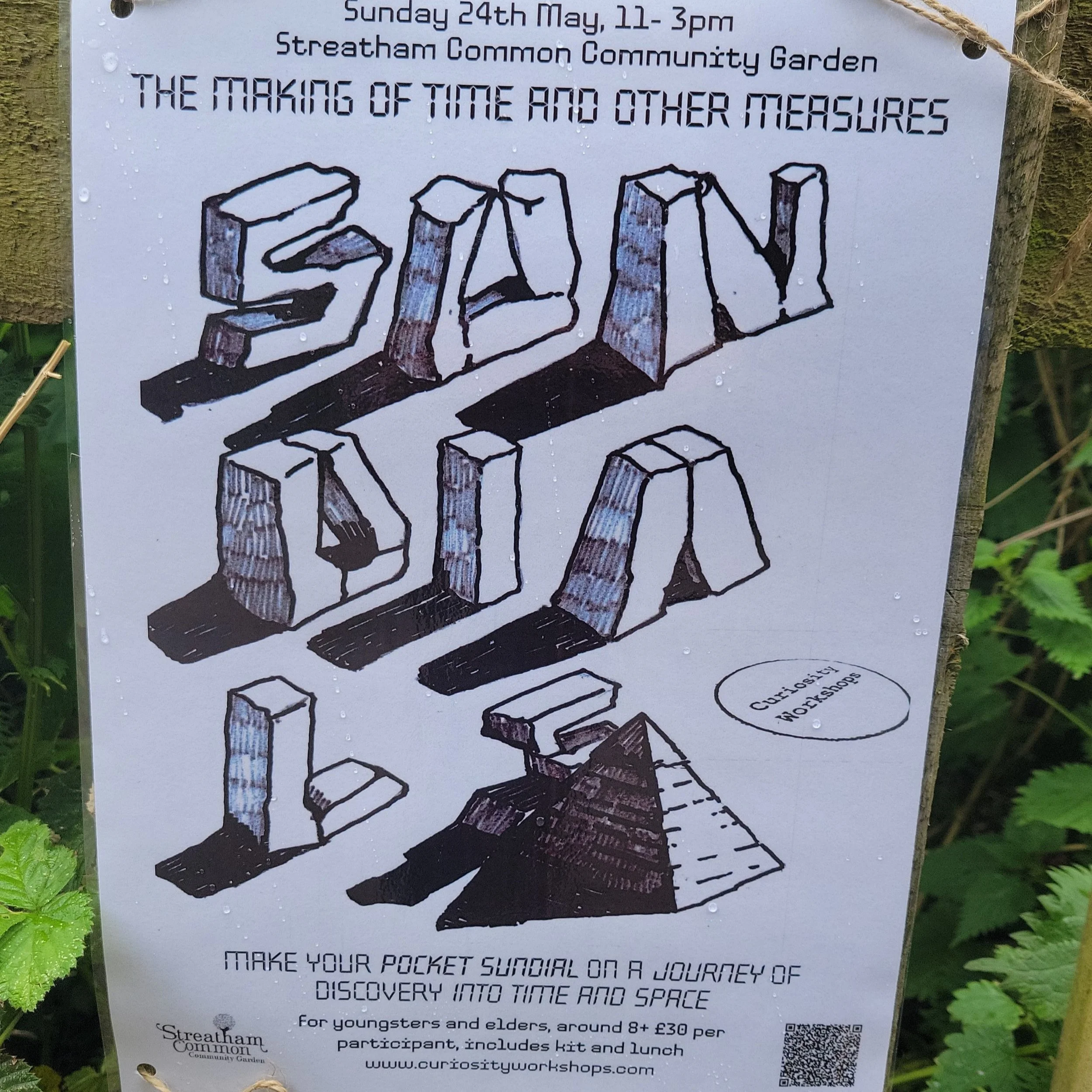 Join us at @streathamcommoncommunitygarden to make-your-own and learn-all-about Sundials! @curiosityworkshops will be hosting 'The Making of Time and Other Measures' on Sunday 24th May, from 11am to 3pm. In this hands-on workshop, participants will b