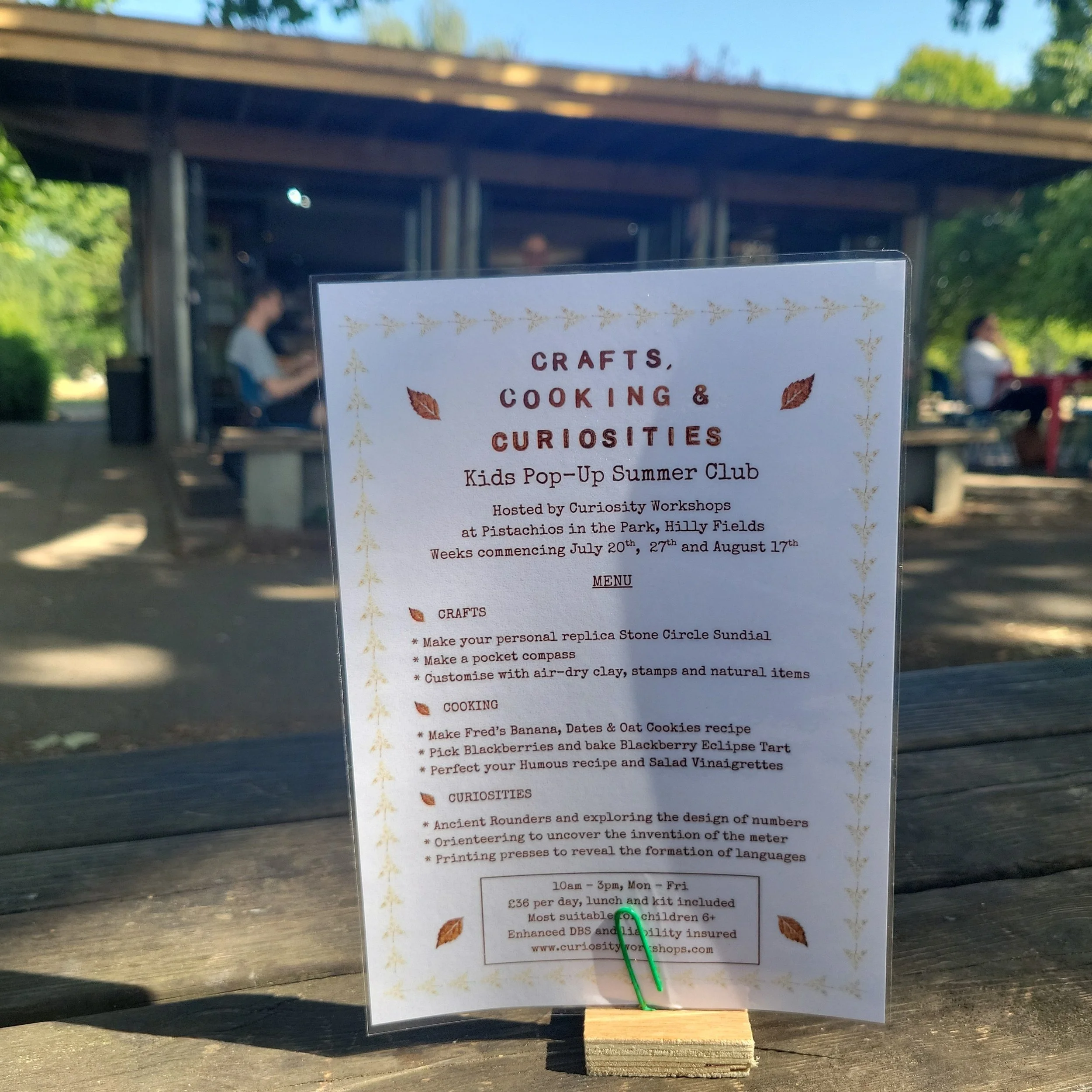 Fresh out the oven - our Pop-Up Summer Club, running 3 weeks in and around @pistachioshillyfields and the glorious @brockley_society Stone Circle Sundial.

Come along for Crafts, Cooking and Curiosities and make your own sundial, compass, tasty suppl