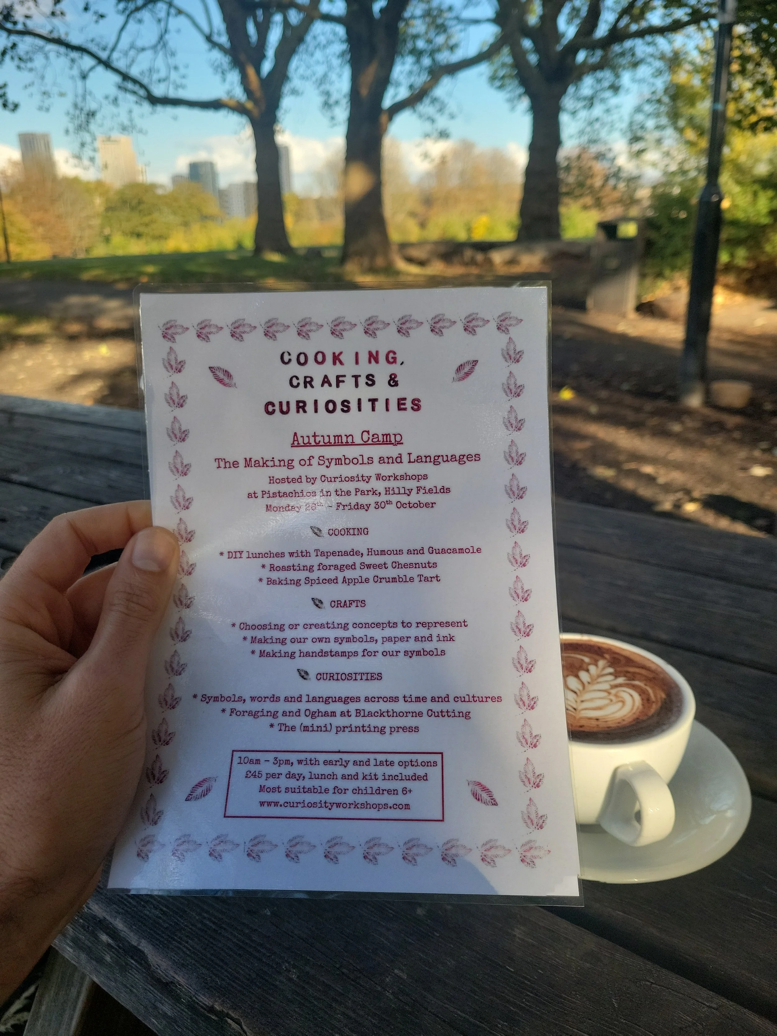 Summer Camp feels like only yesterday, and Autumn Camp is around the corner.

From Monday 26th to Friday 30th October, we'll be back at @pistachioshillyfields, this time with a serious tarp set up and other seasonal supplies around the Log Circle, pi