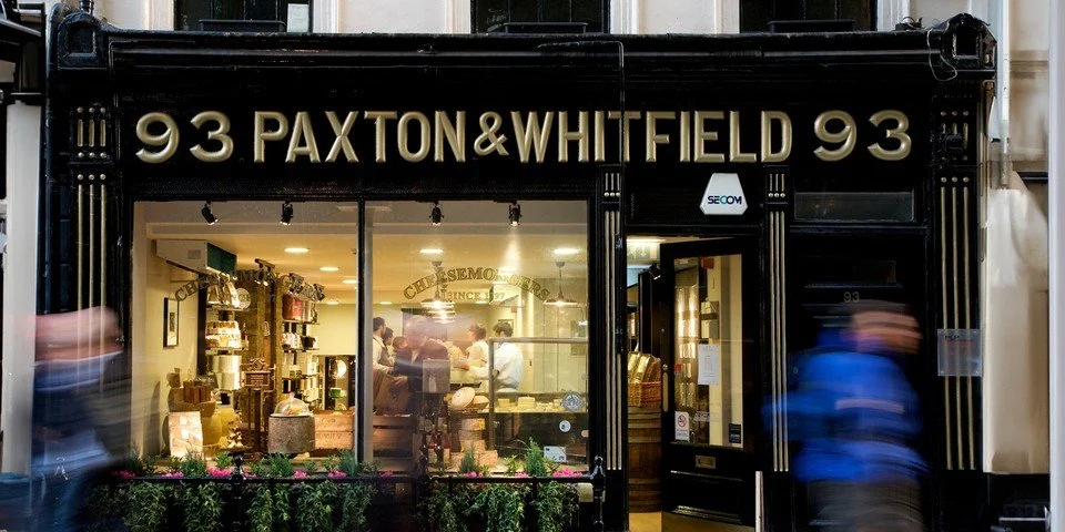 Paxton & Whitfield cheesemongers, 
93 Jermyn Street, London
