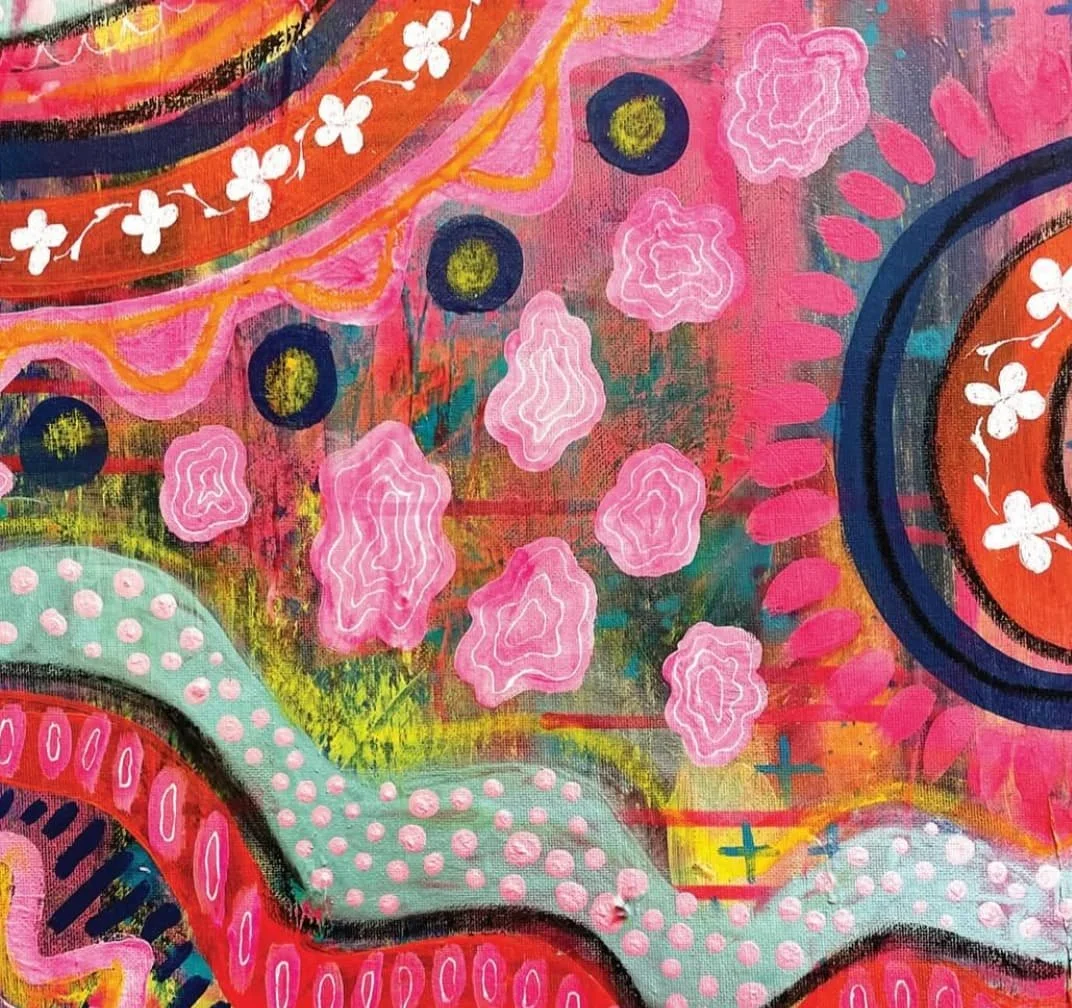 picture of abstract pink painting of flowers