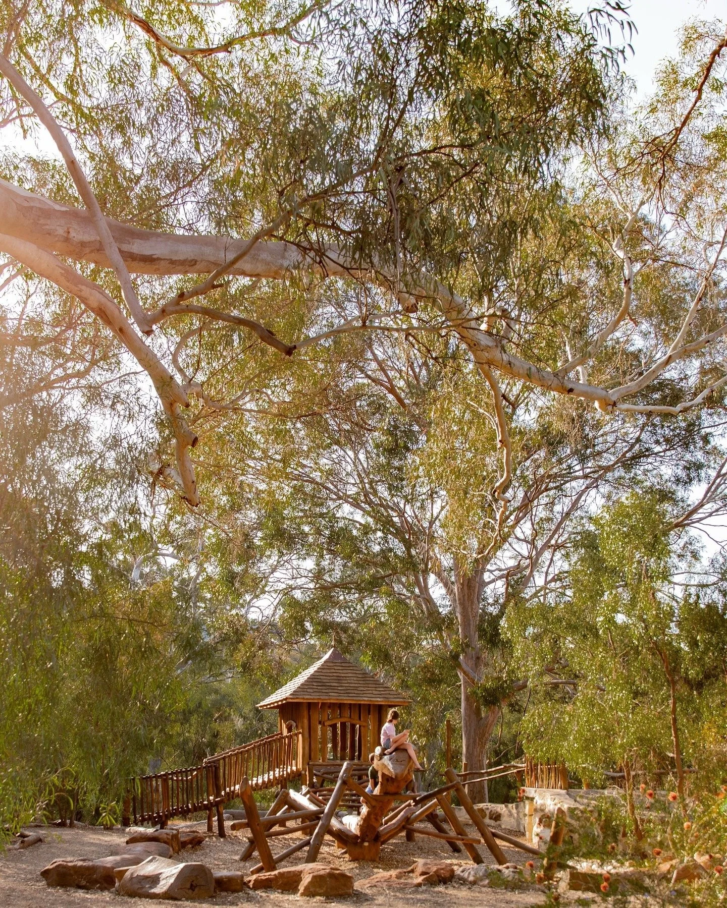 A group of kids playing at a playground
