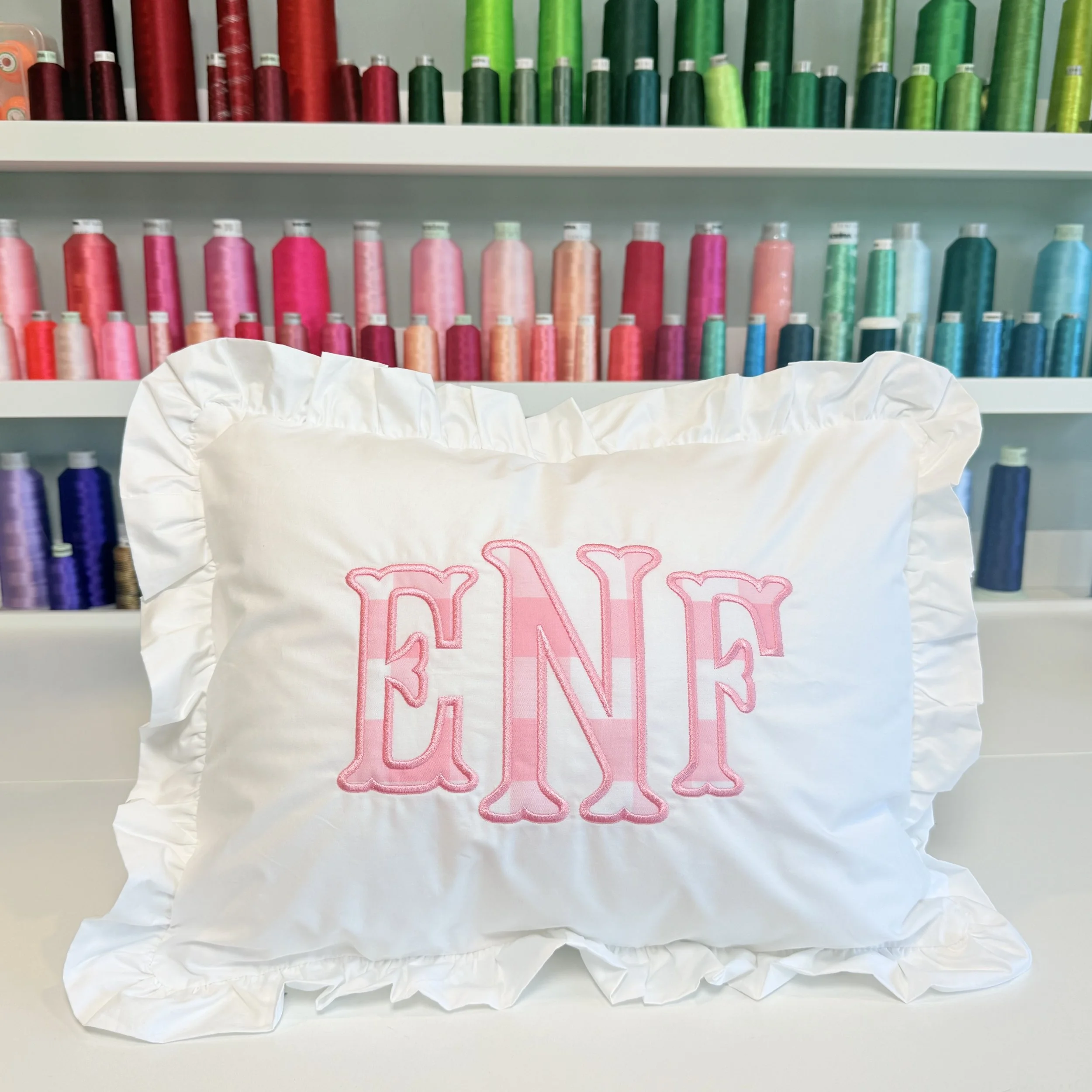 Ruffle Applique Pillow  - SMALL
