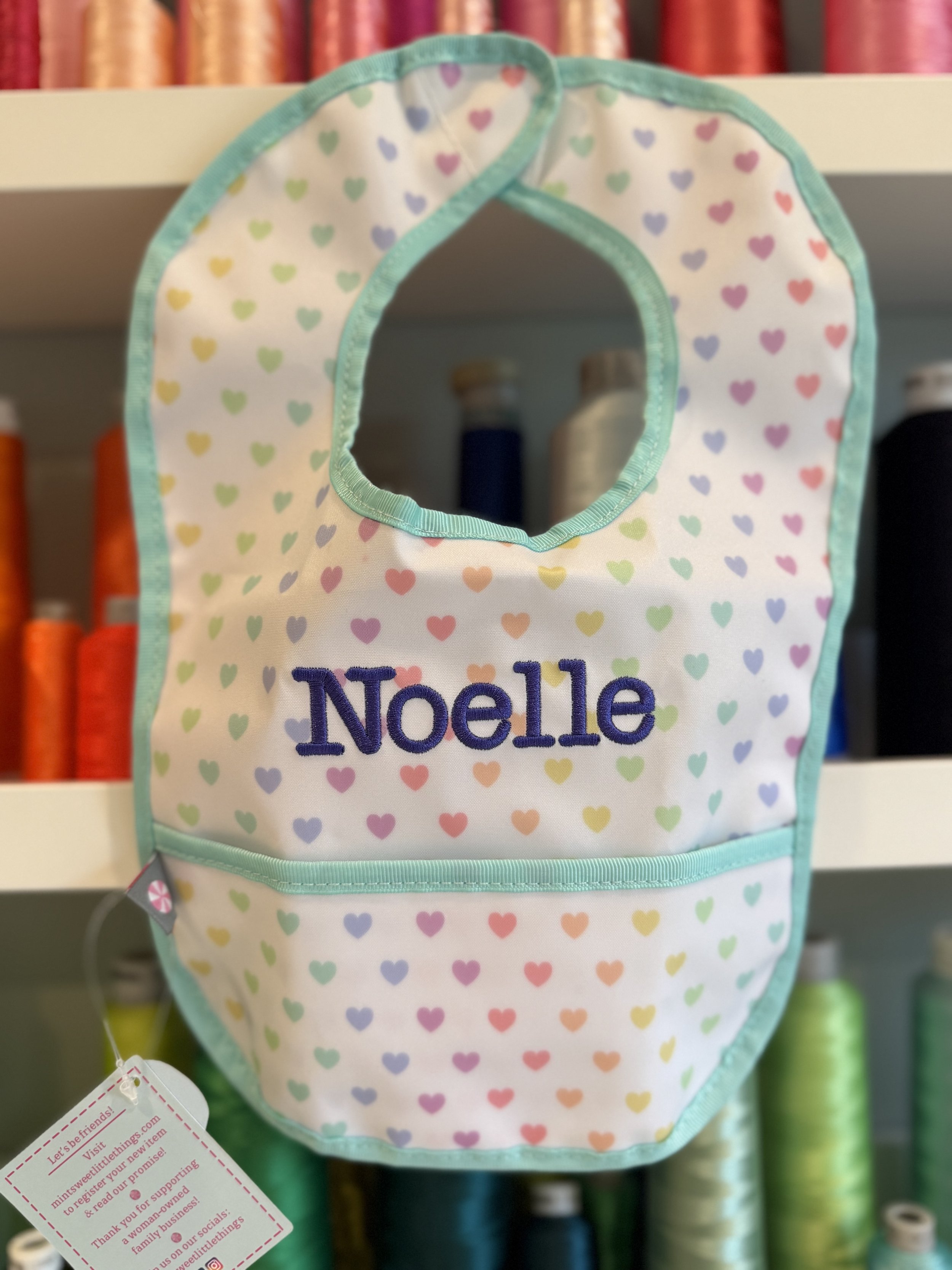 Mint Bib - coated cotton, wipeable