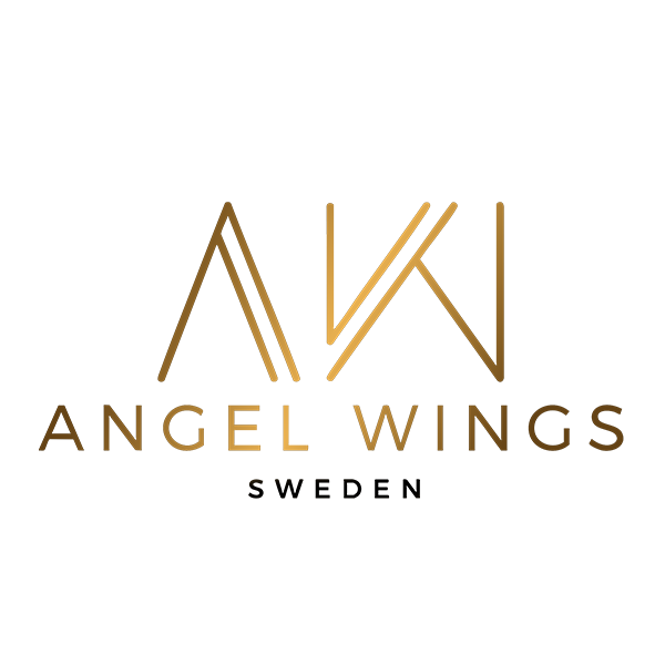Guldstilrikt Kommunikativt Loft-Design, logotyp för Angel Wings Sweden