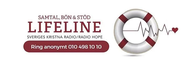 Logotyp för organisationen LIFELINE, du kan få stöd när livet känns tungt.