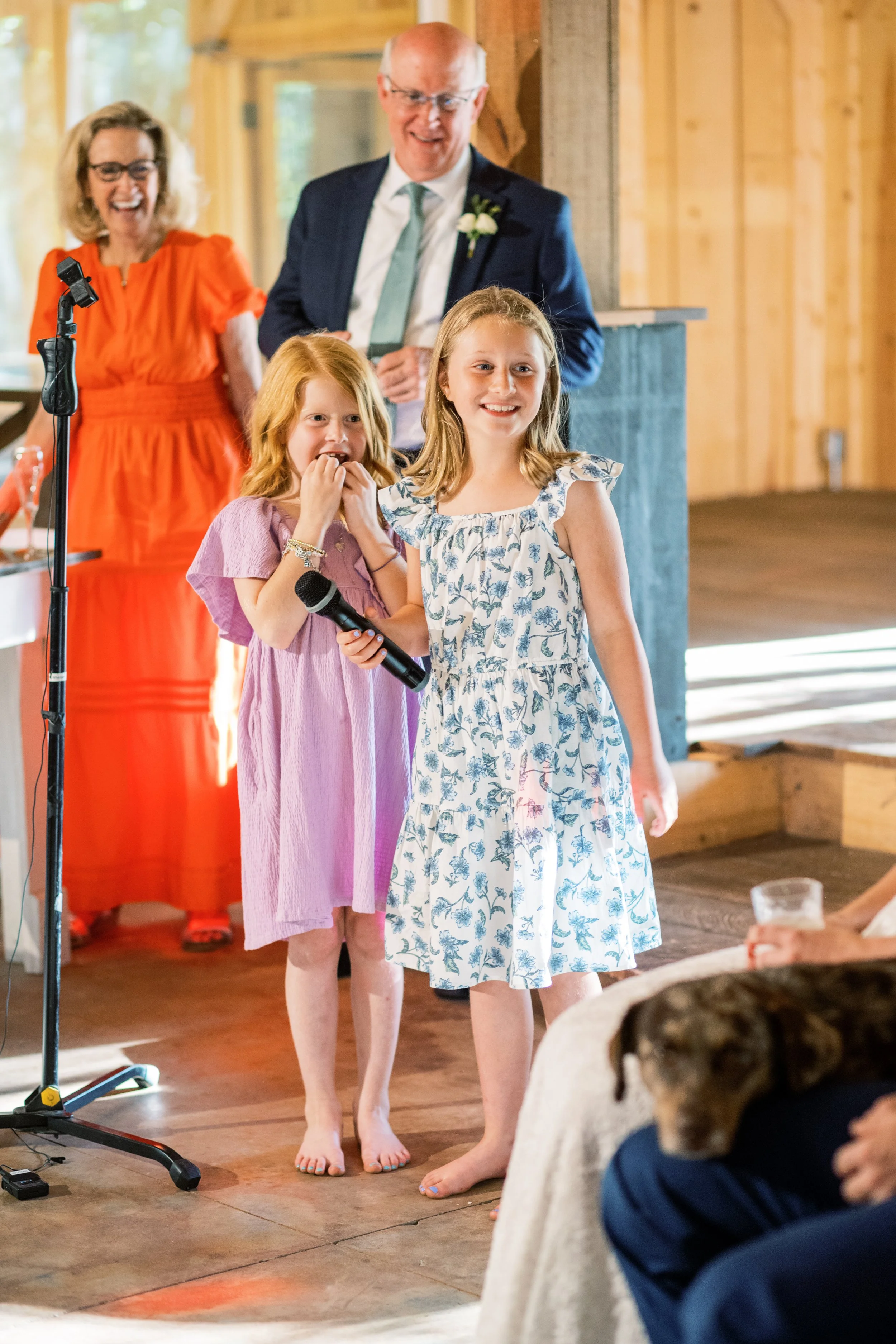 Guests, including children, gathered together during the reception toasts