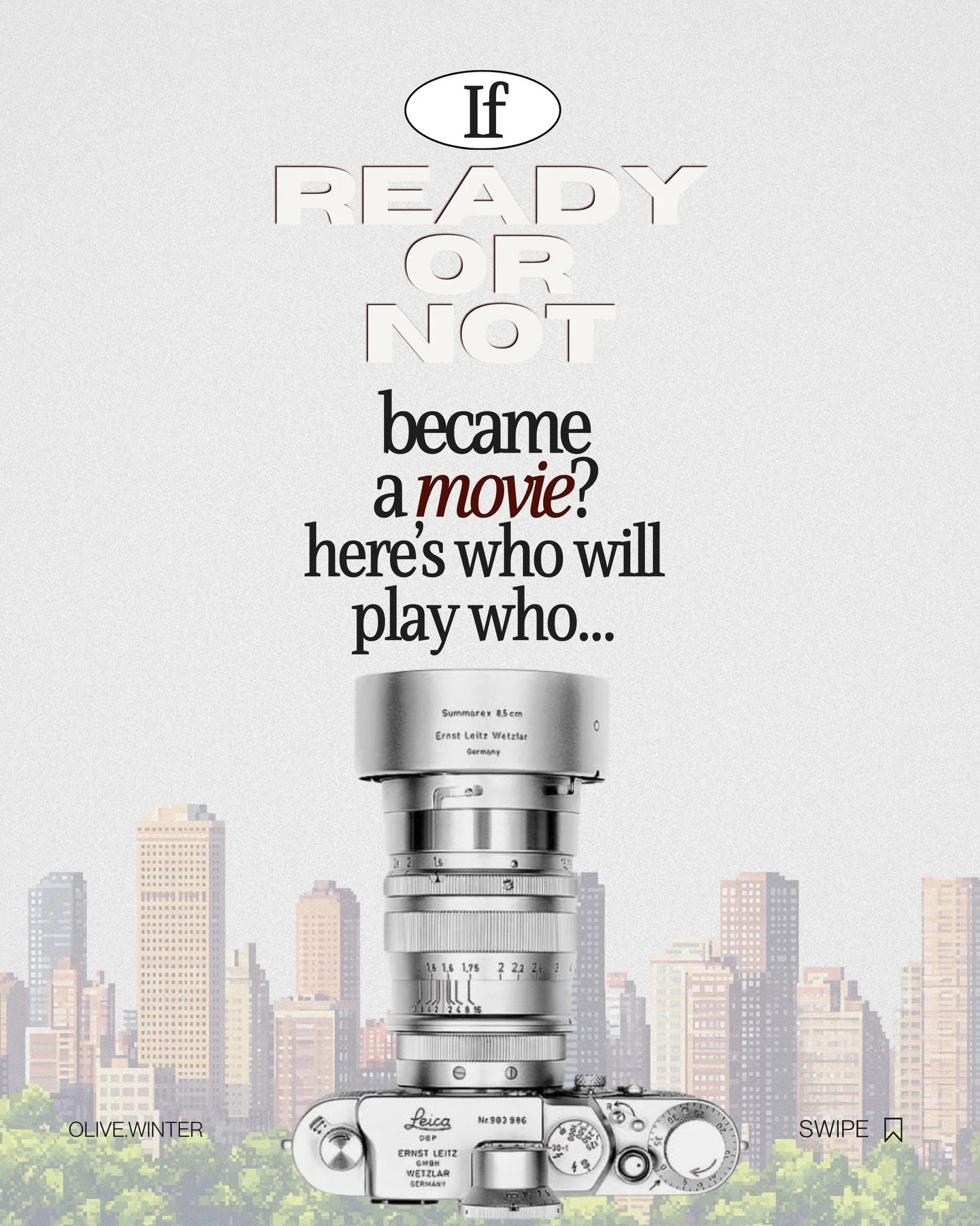 What if my book became a movie? 
and if it did&hellip; Who will play the main characters and the side characters? 

Ready or Not: A Slow Burn Romance by Olive Winter is now available on Kindle Unlimited and Paperback. Signed copies are available at @